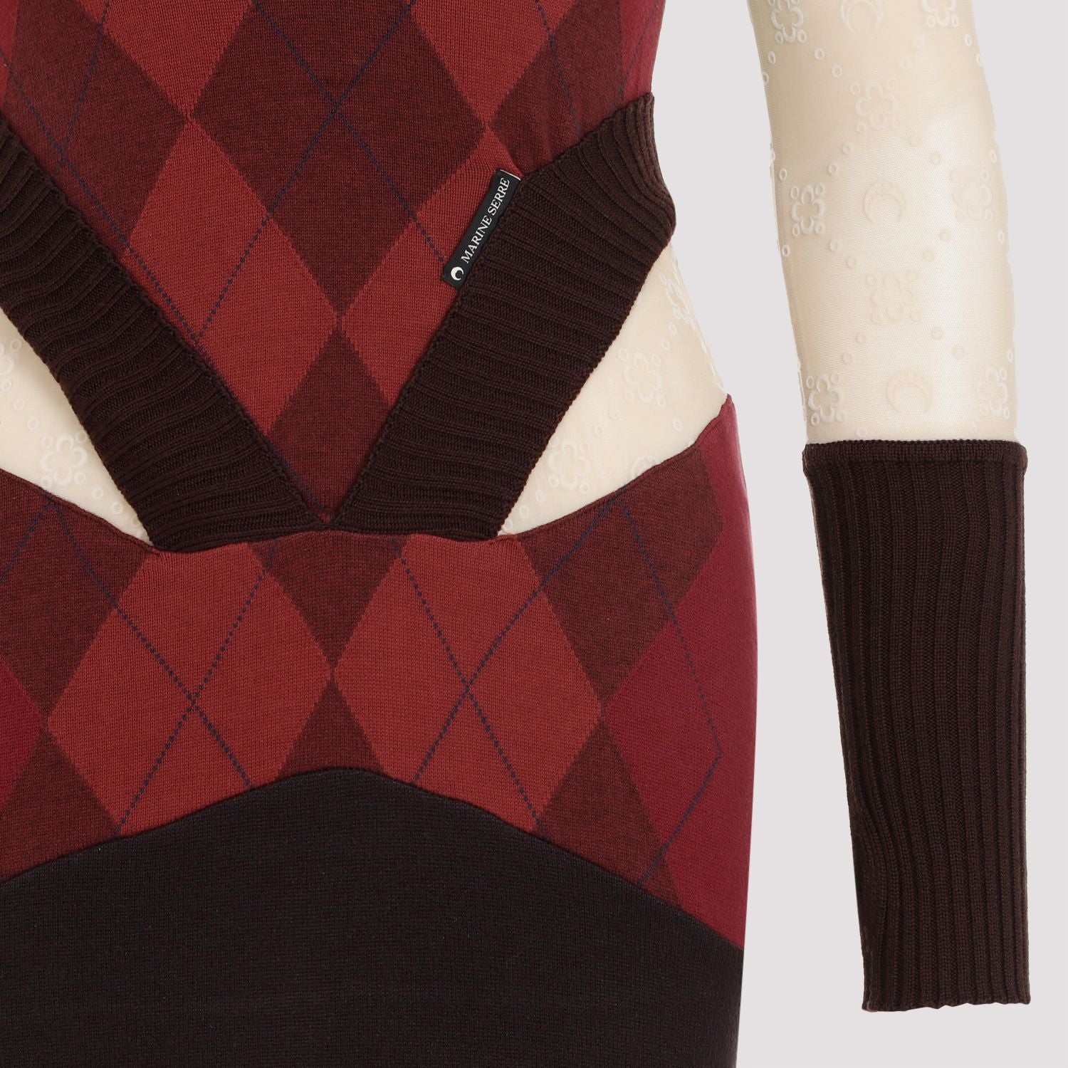 MARINE SERRE Regenerated Lozenge Knit Fitted Dress - Mini