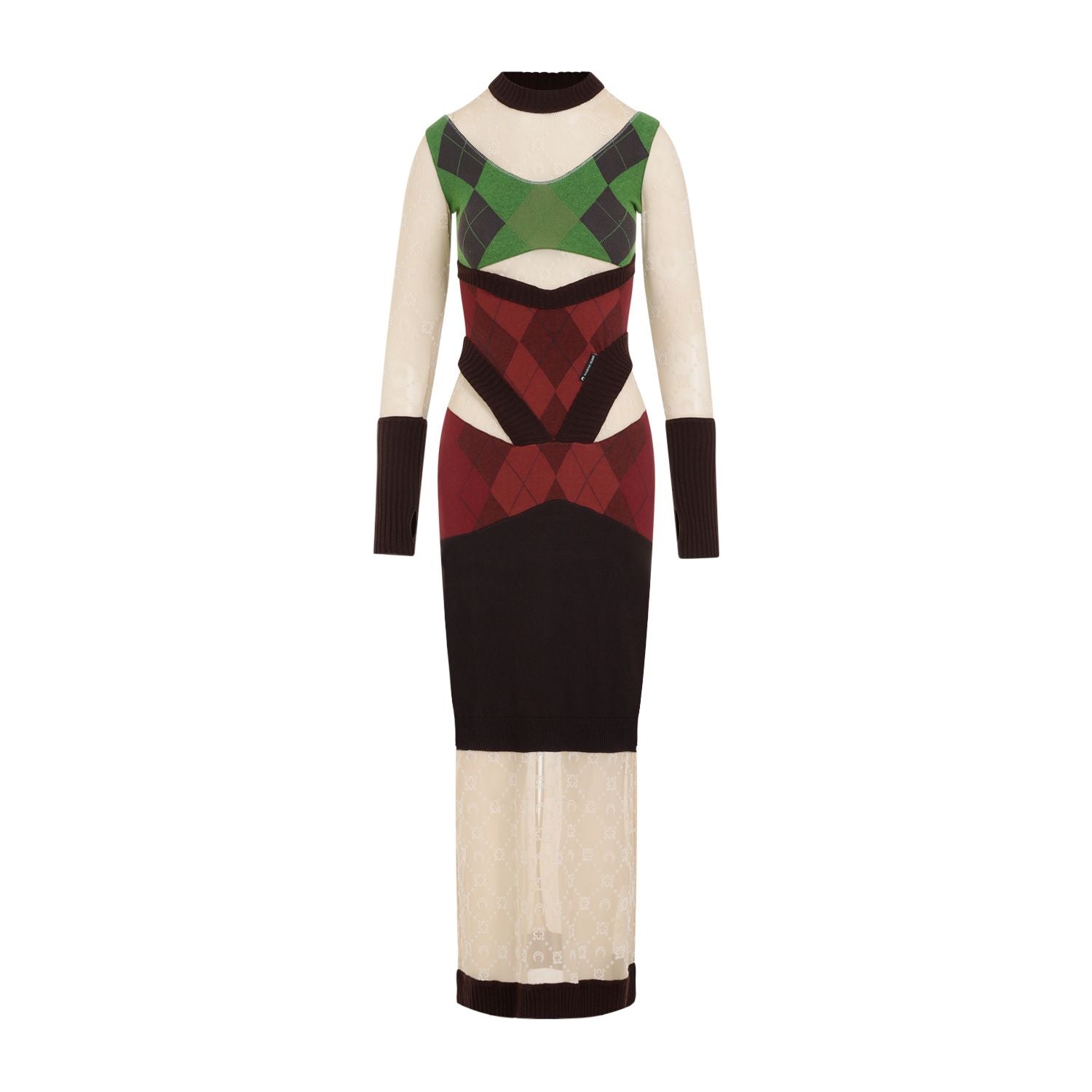 MARINE SERRE Regenerated Lozenge Knit Fitted Dress - Mini