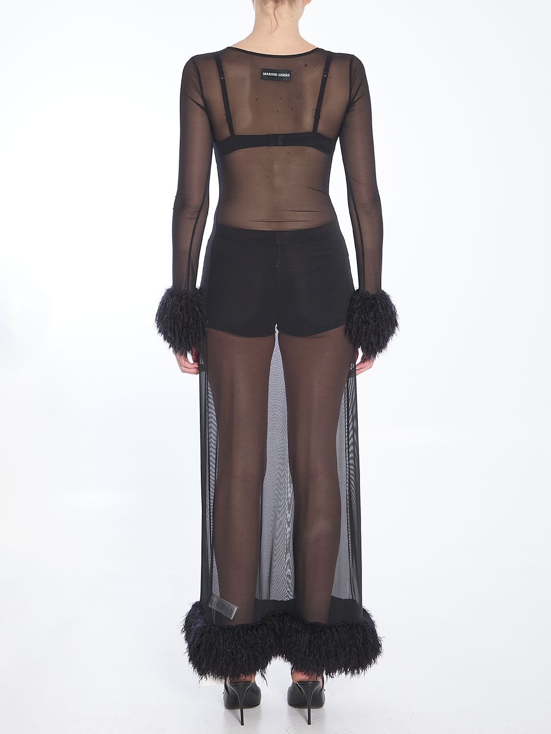 MARINE SERRE Long Sleeve Mesh T-Shirt Dress