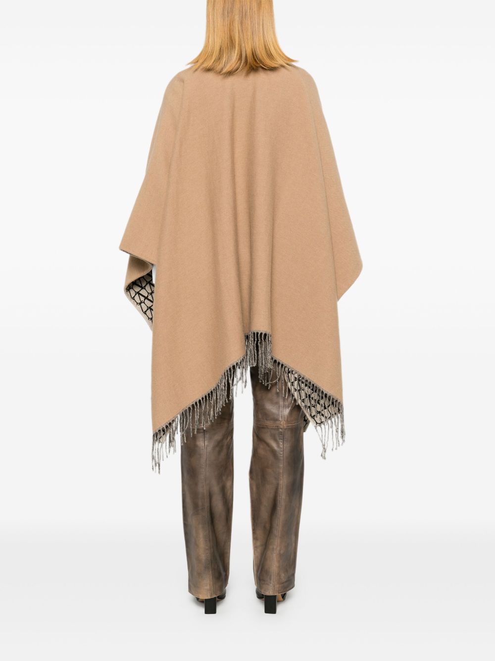 VALENTINO Fringed Double Poncho Cape for Women