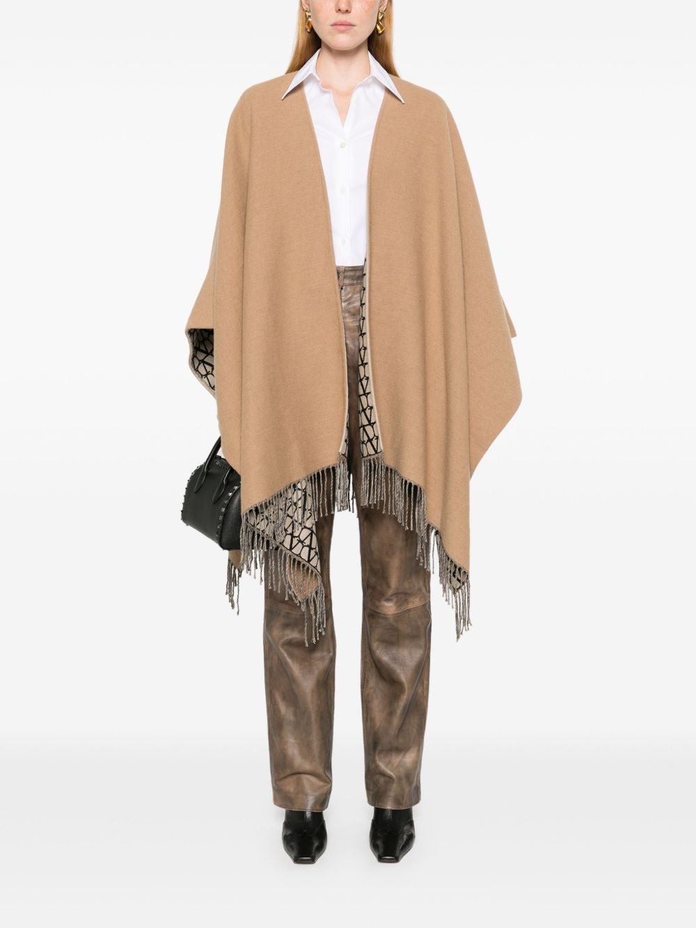 VALENTINO Fringed Double Poncho Cape for Women