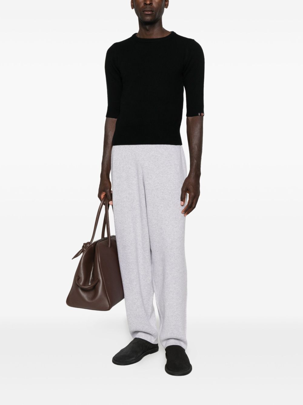 EXTREME CASHMERE Cashmere Crewneck Sweater with Half-Length Sleeves