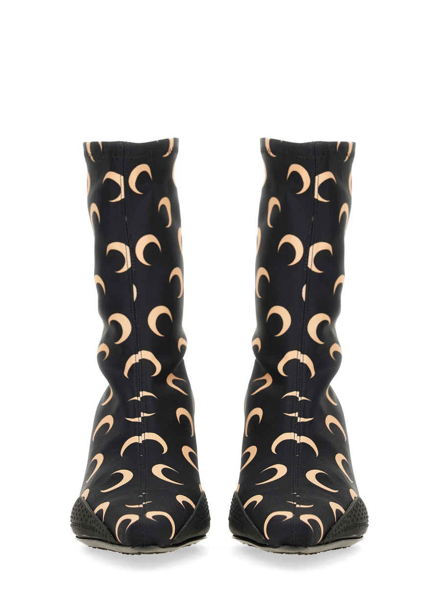 MARINE SERRE Moon Sock Boots with Mid Sculpted Heel - Ankle Length