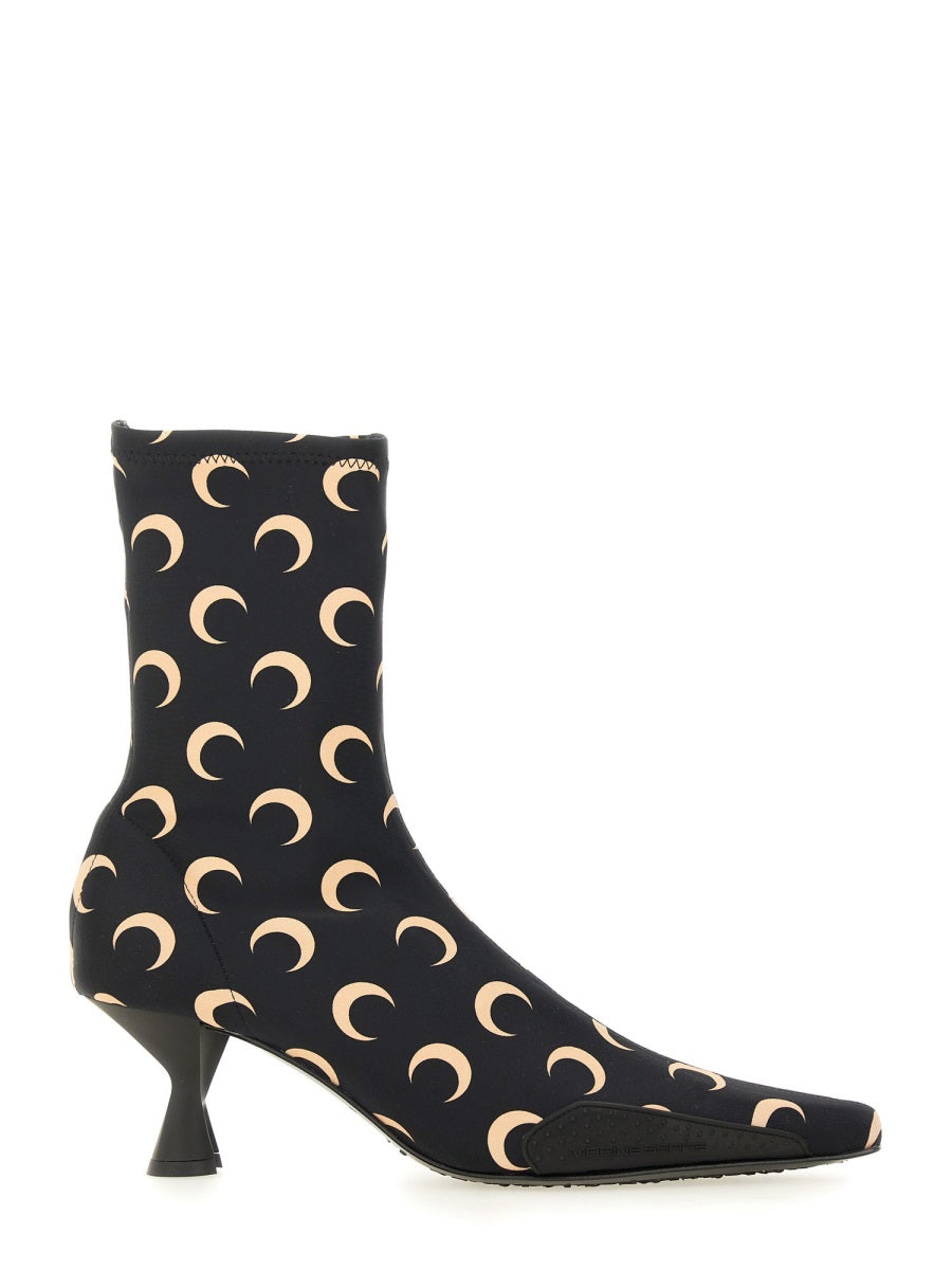 MARINE SERRE Moon Sock Boots with Mid Sculpted Heel - Ankle Length