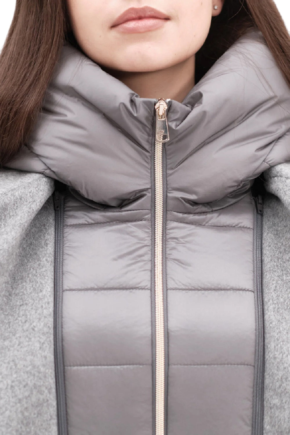 WHITE WISE Stylish Jacket with Padded Bib and Hood for Women