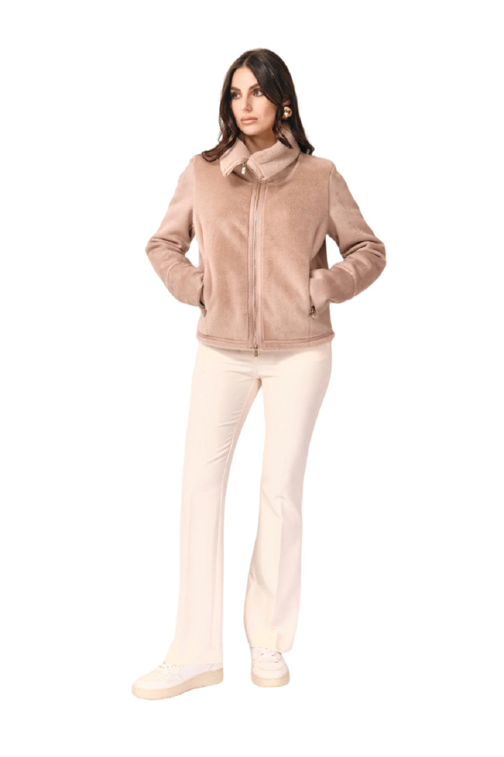 WHITE WISE Elegant Sheepskin Jacket - Women's Outerwear