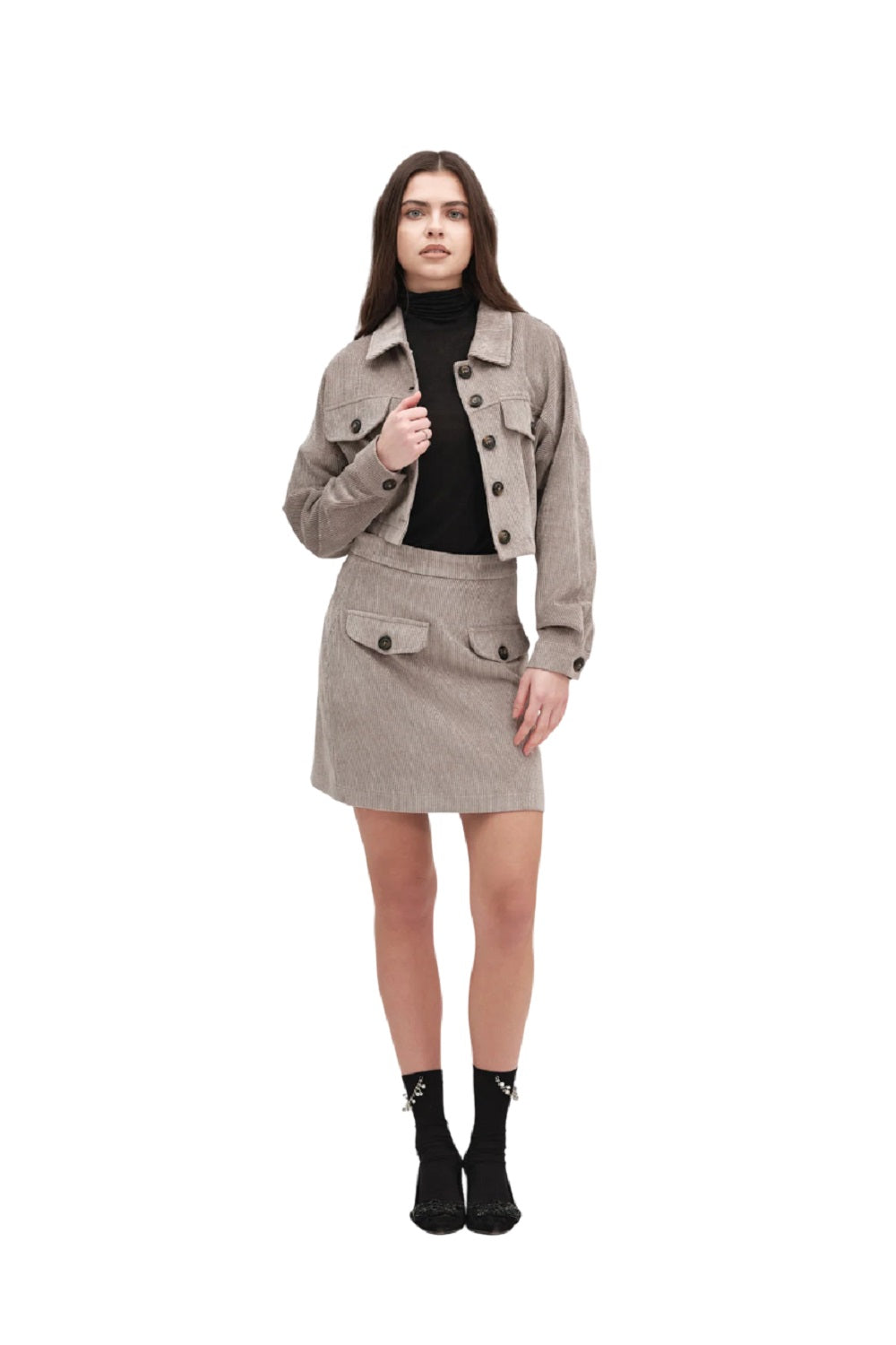 WHITE WISE Classic Corduroy Shirt for Women - FW25