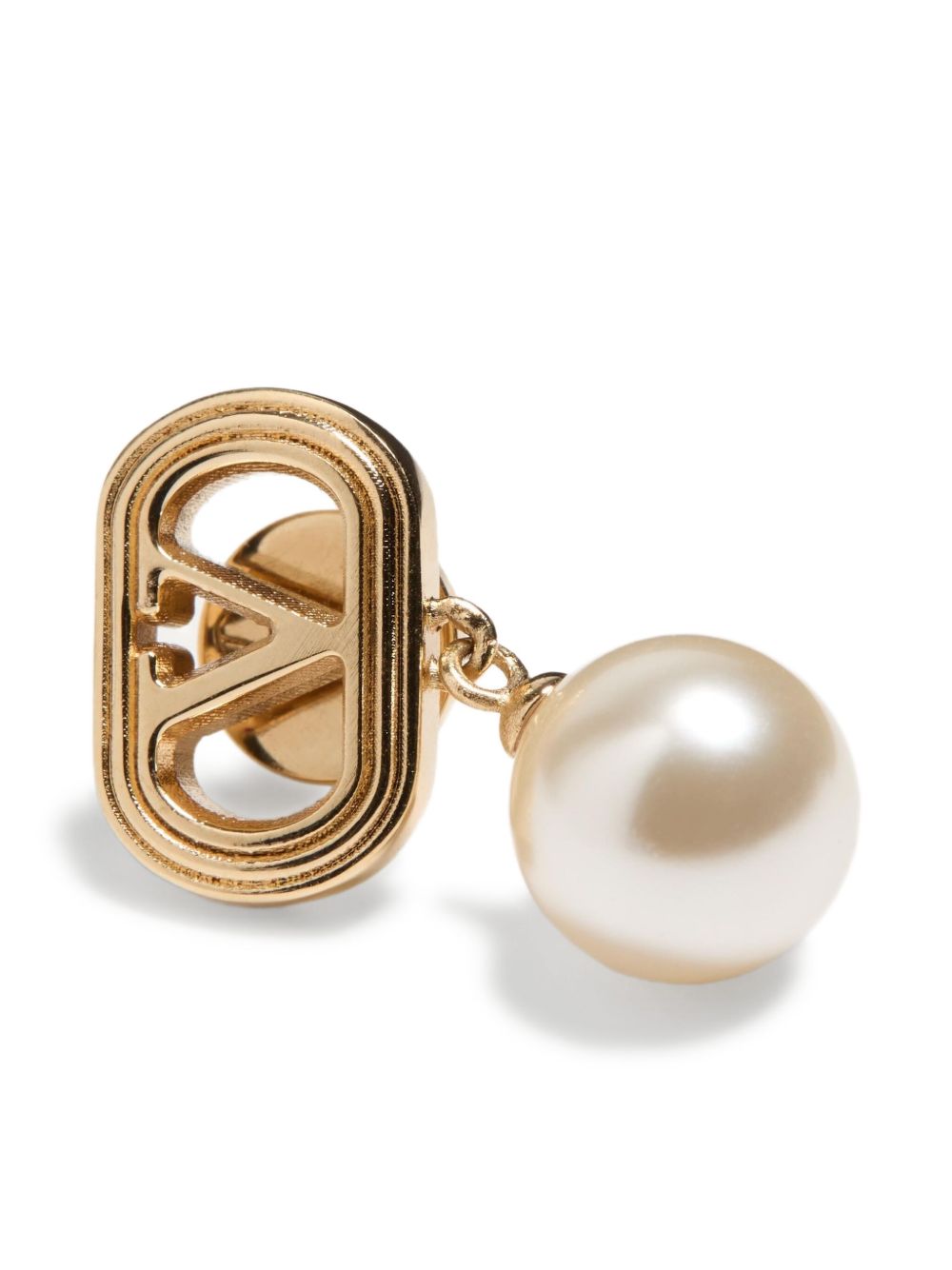 VALENTINO GARAVANI Oval-Shaped Mini Earrings with Dangling Pearl