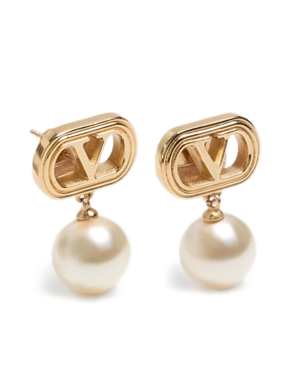 VALENTINO GARAVANI Oval-Shaped Mini Earrings with Dangling Pearl