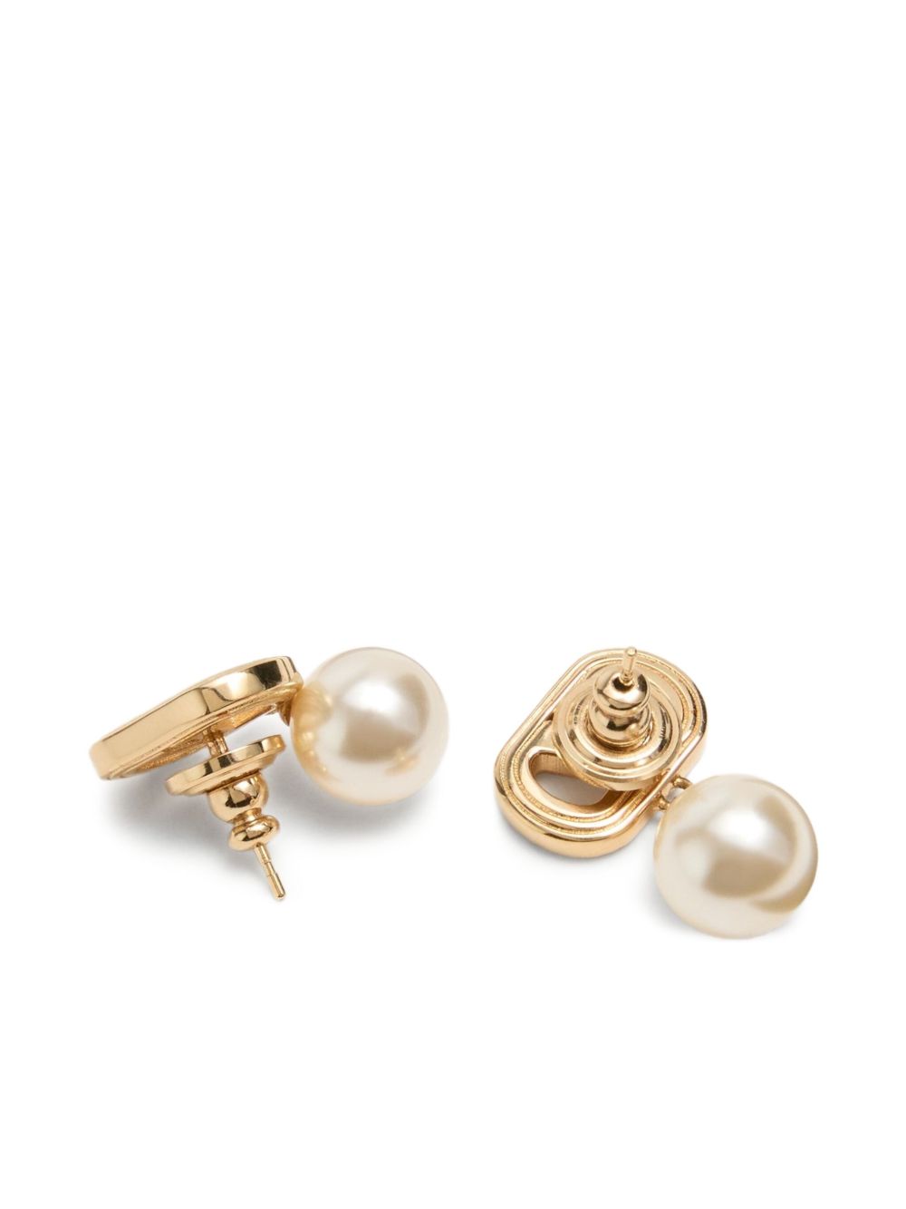 VALENTINO GARAVANI Oval-Shaped Mini Earrings with Dangling Pearl