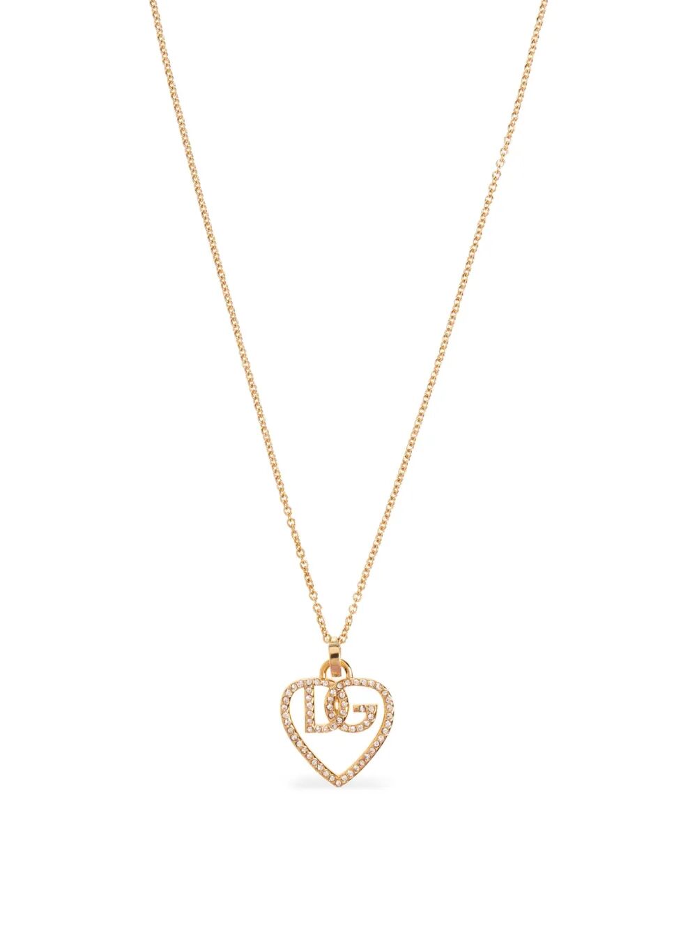 DOLCE & GABBANA Heart and Logo Rhinestones Pendant Necklace