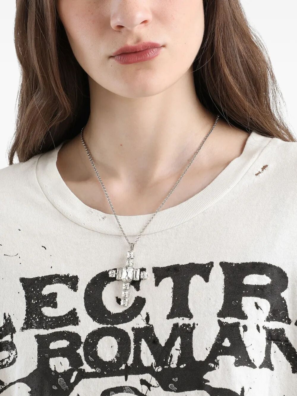 DOLCE & GABBANA Cross Necklace with Rhinestones