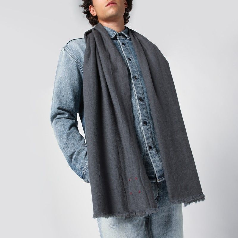 DESTIN Fringed Edge Wool Scarf for Men