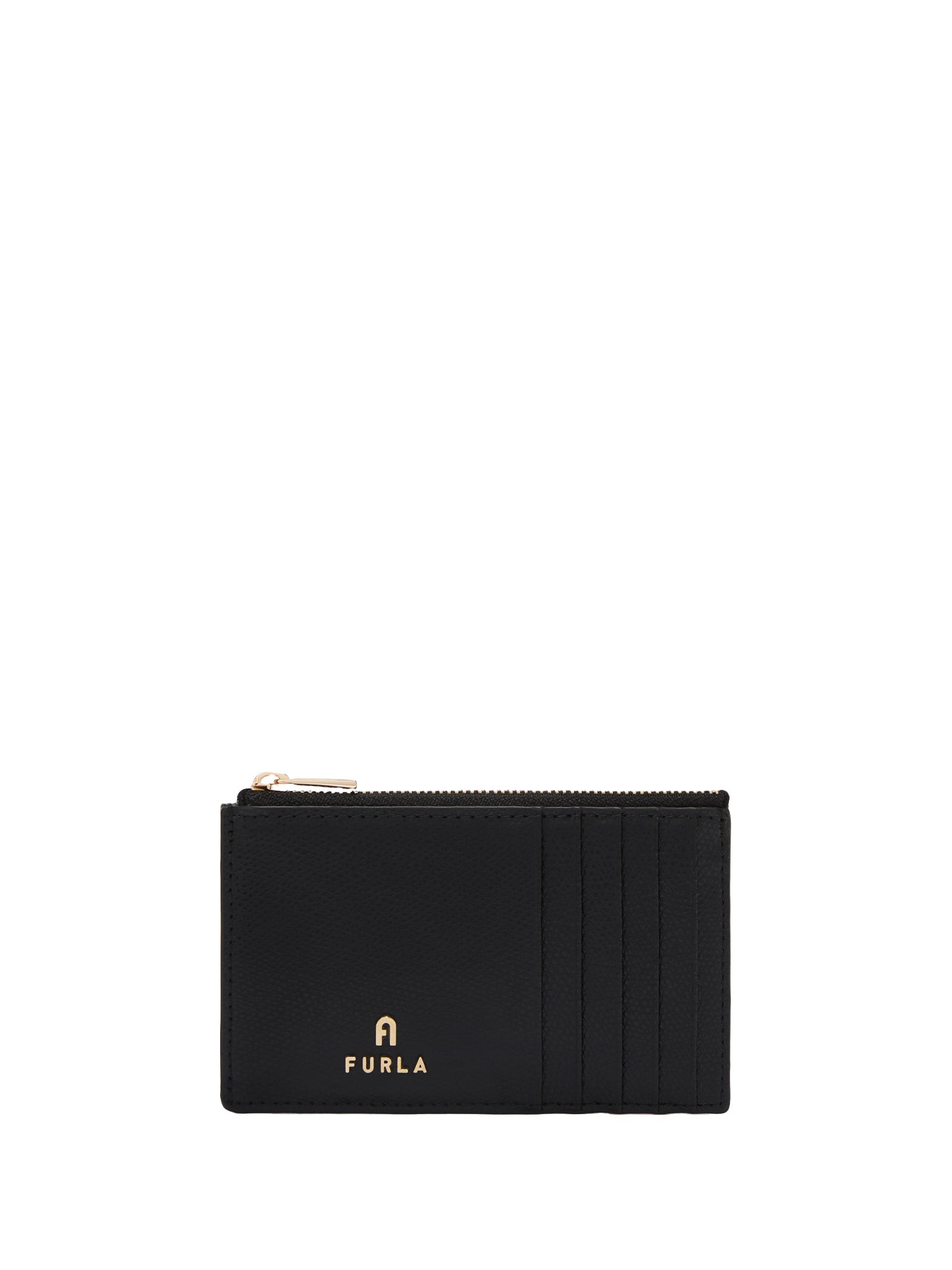 FURLA Mini Leather Card Holder with Zip Closure - Five Credit Card Slots