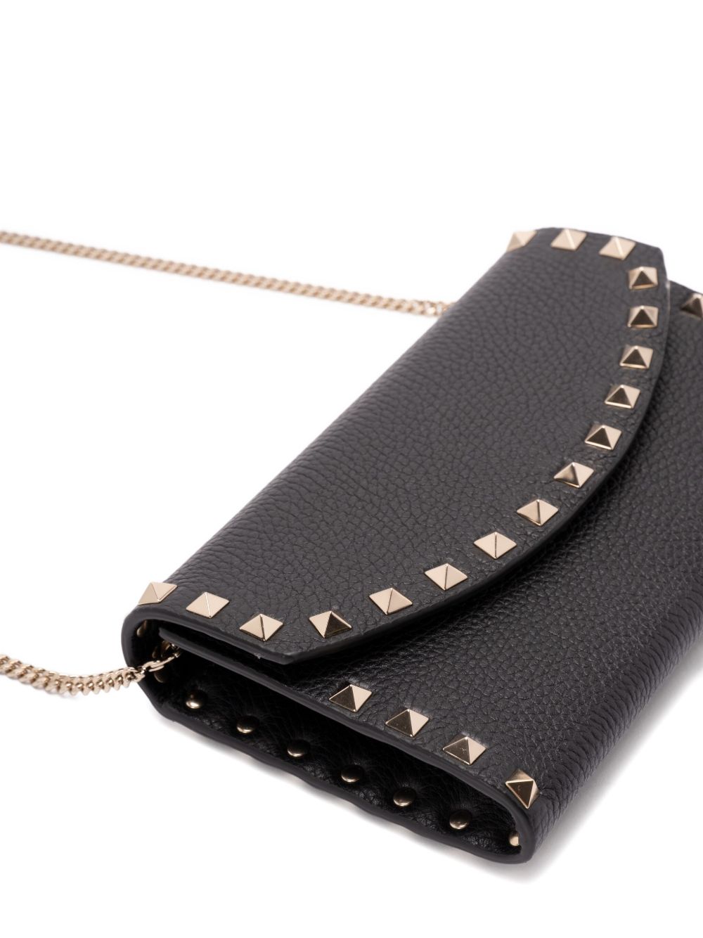 VALENTINO GARAVANI Mini Leather Wallet on Chain with Rockstud Embellishment