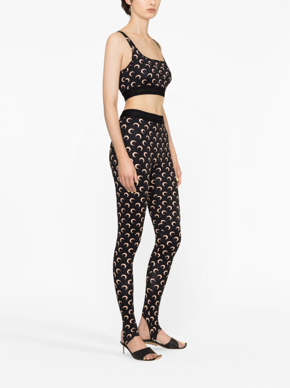 MARINE SERRE Crescent Moon Print Ankle-Length Leggings