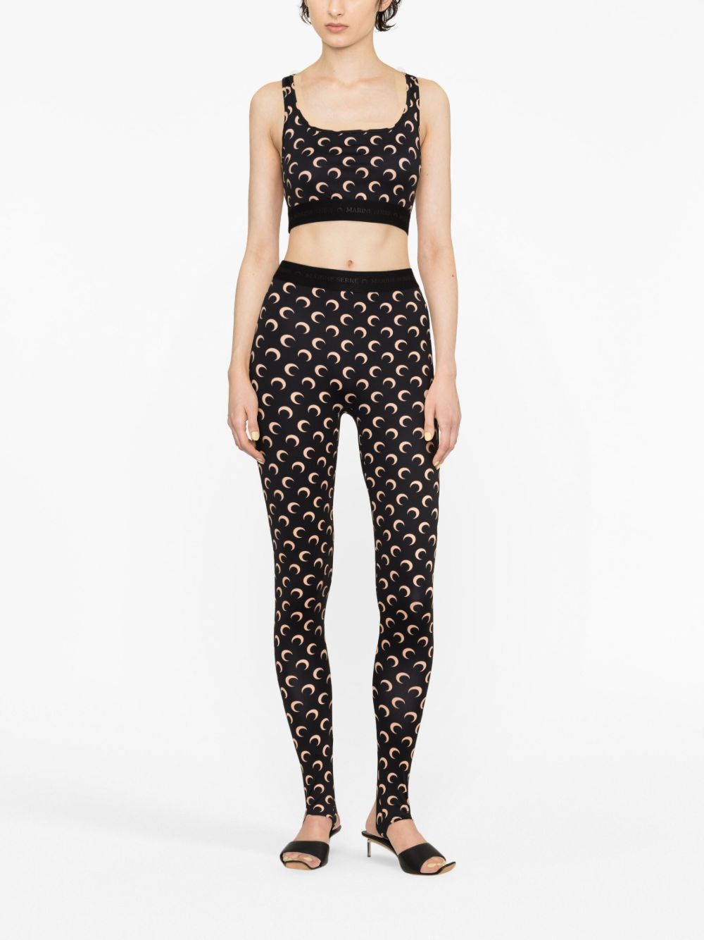MARINE SERRE Crescent Moon Print Ankle-Length Leggings