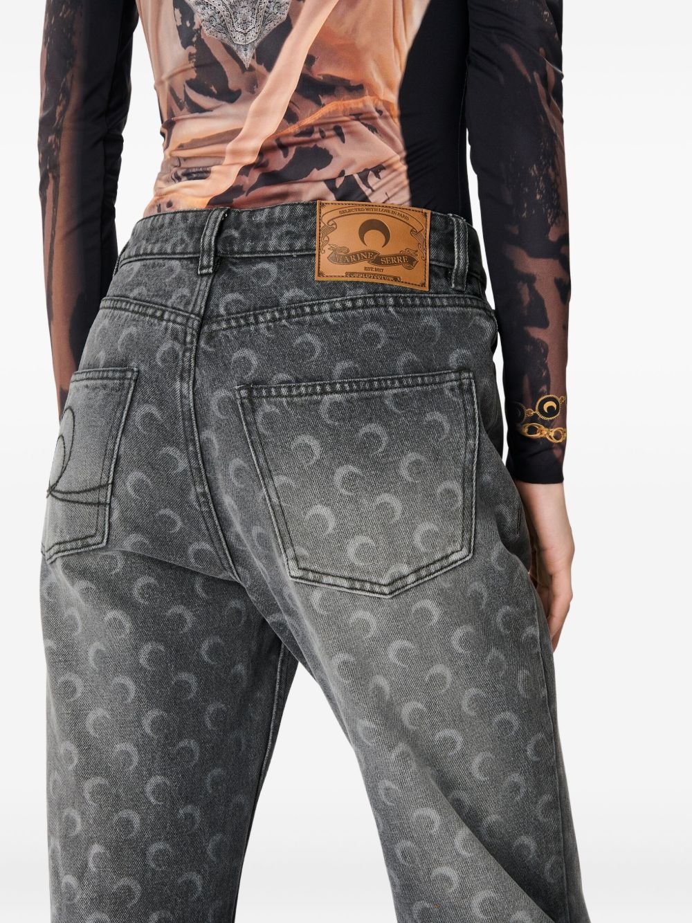 MARINE SERRE Moon Print Denim Jeans for Women - Straight Leg