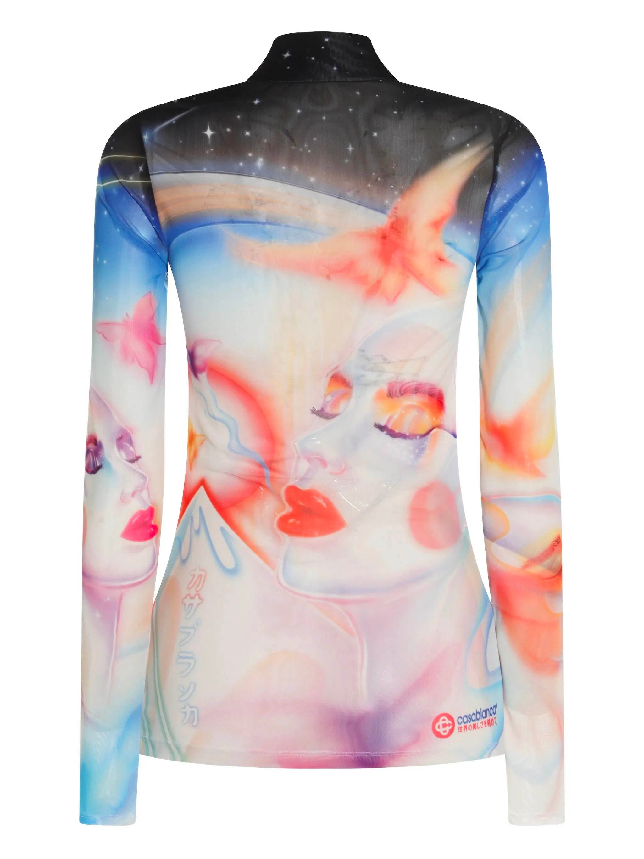 CASABLANCA Galactic Connection Long Sleeve Mesh Top