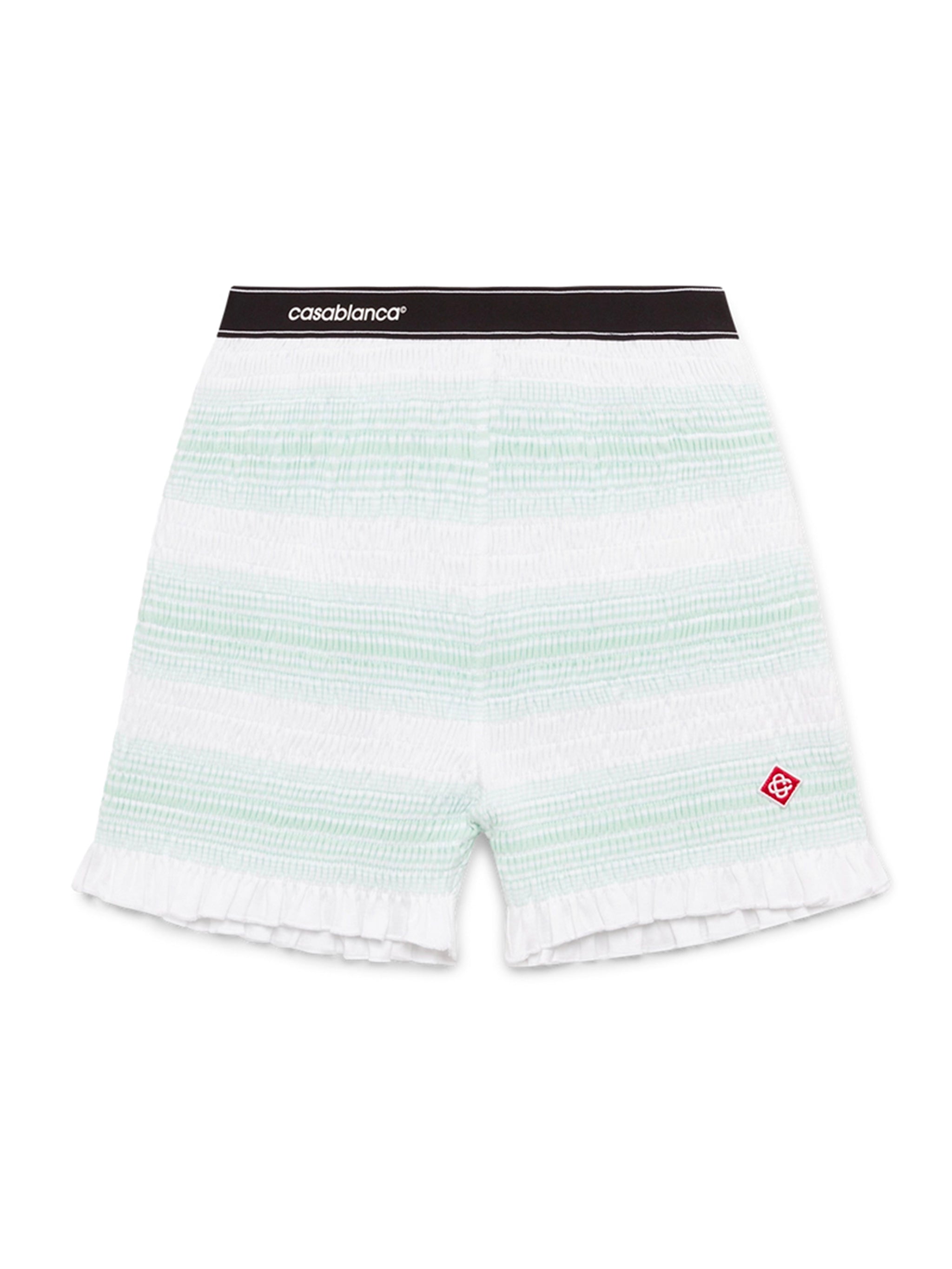 CASABLANCA Mini Shirred Shorts with Logo Waistband - Size S