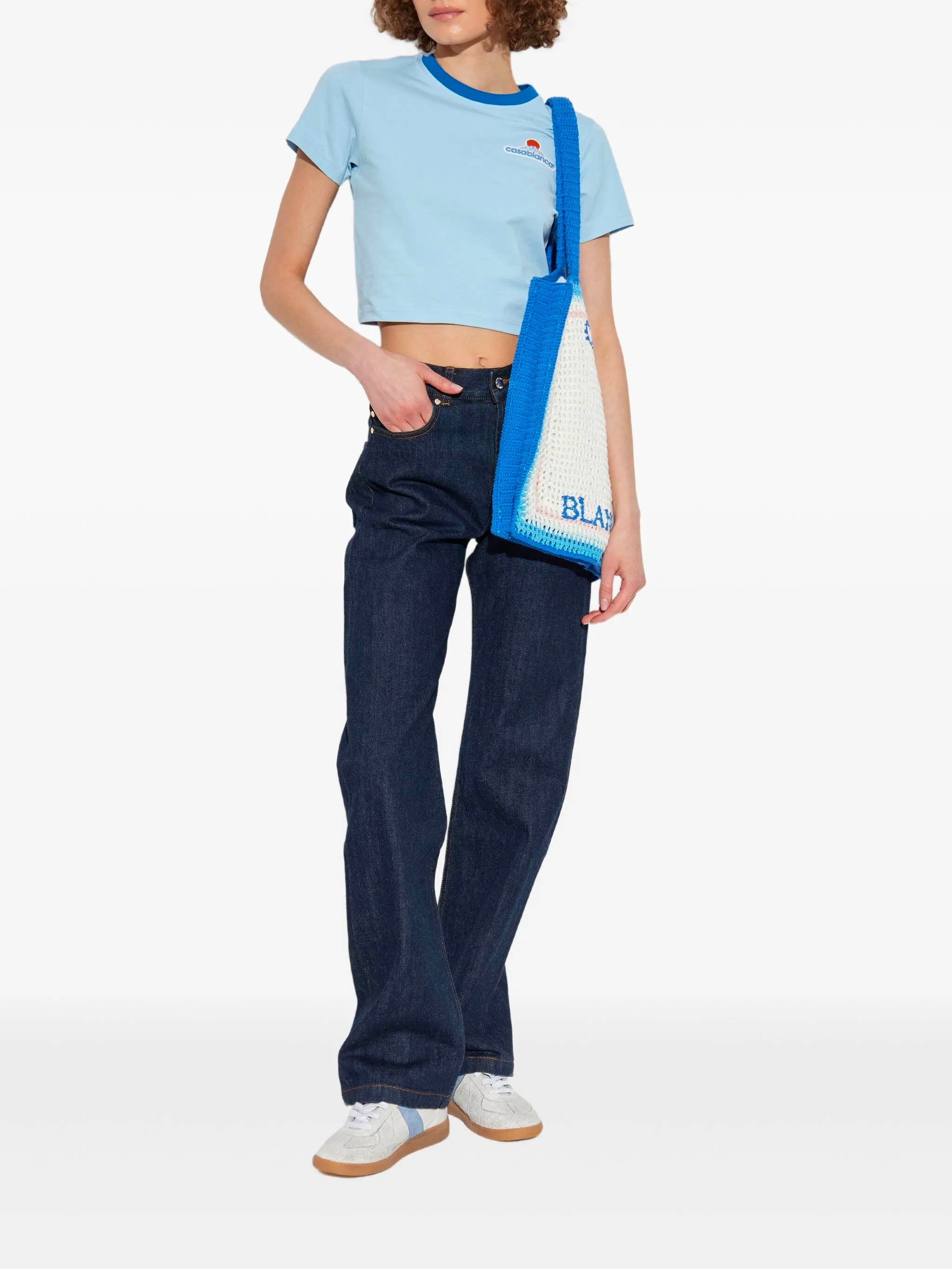 CASABLANCA Cropped Crewneck T-Shirt