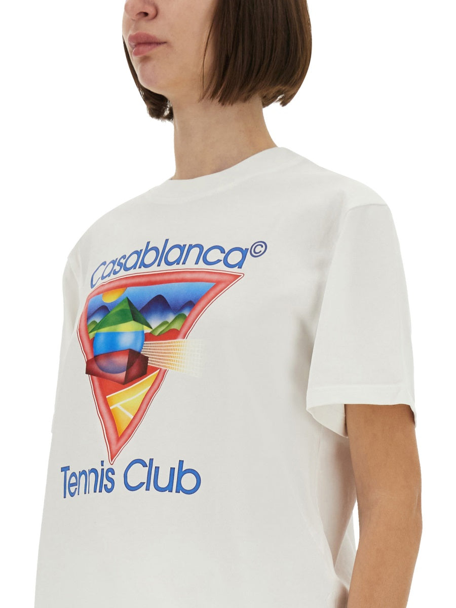CASABLANCA Organic Cotton Multicolour T-Shirt for Women - FW25 Collection