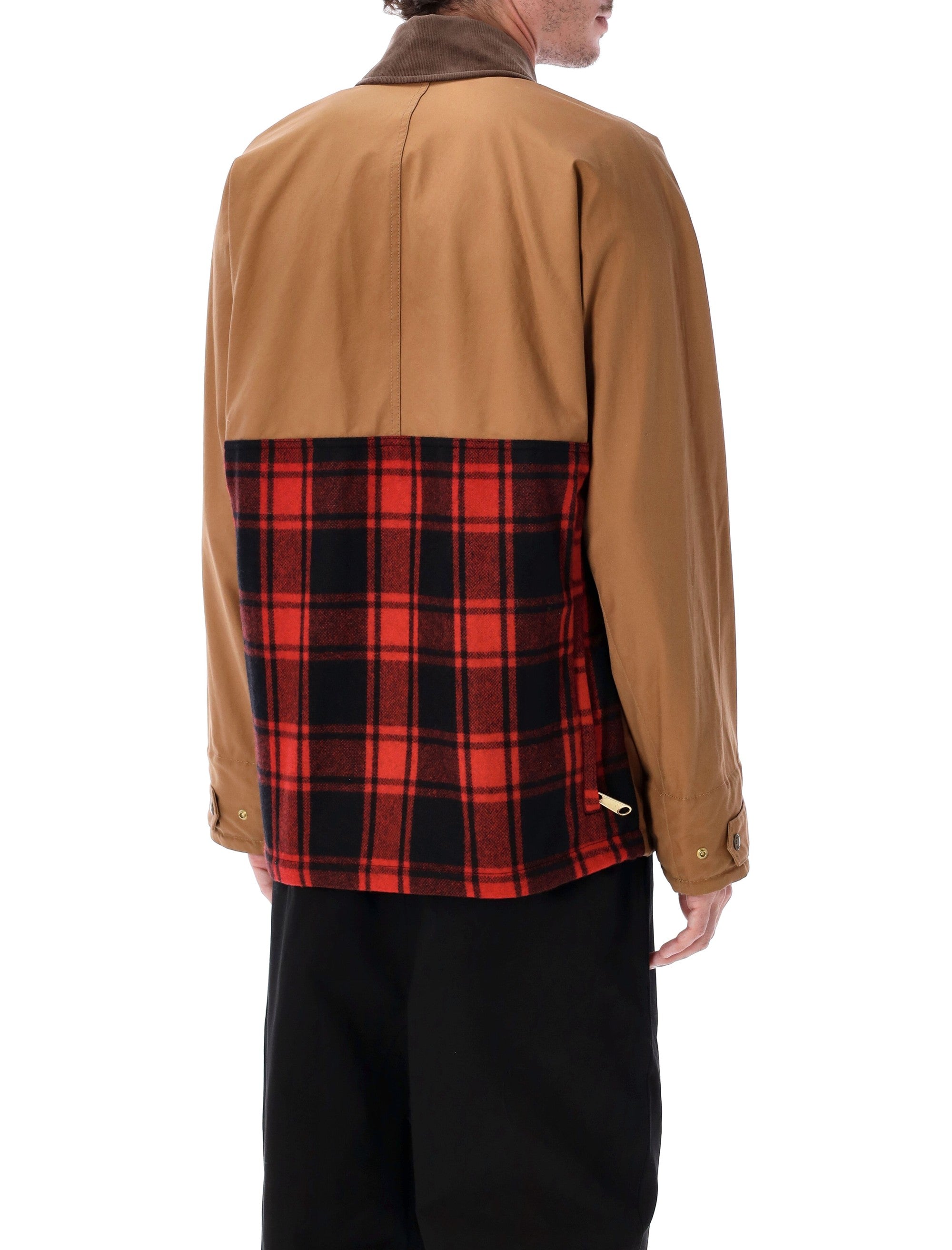 JUNYA WATANABE Work Jacket with Corduroy Collar and Check Panel - Size L