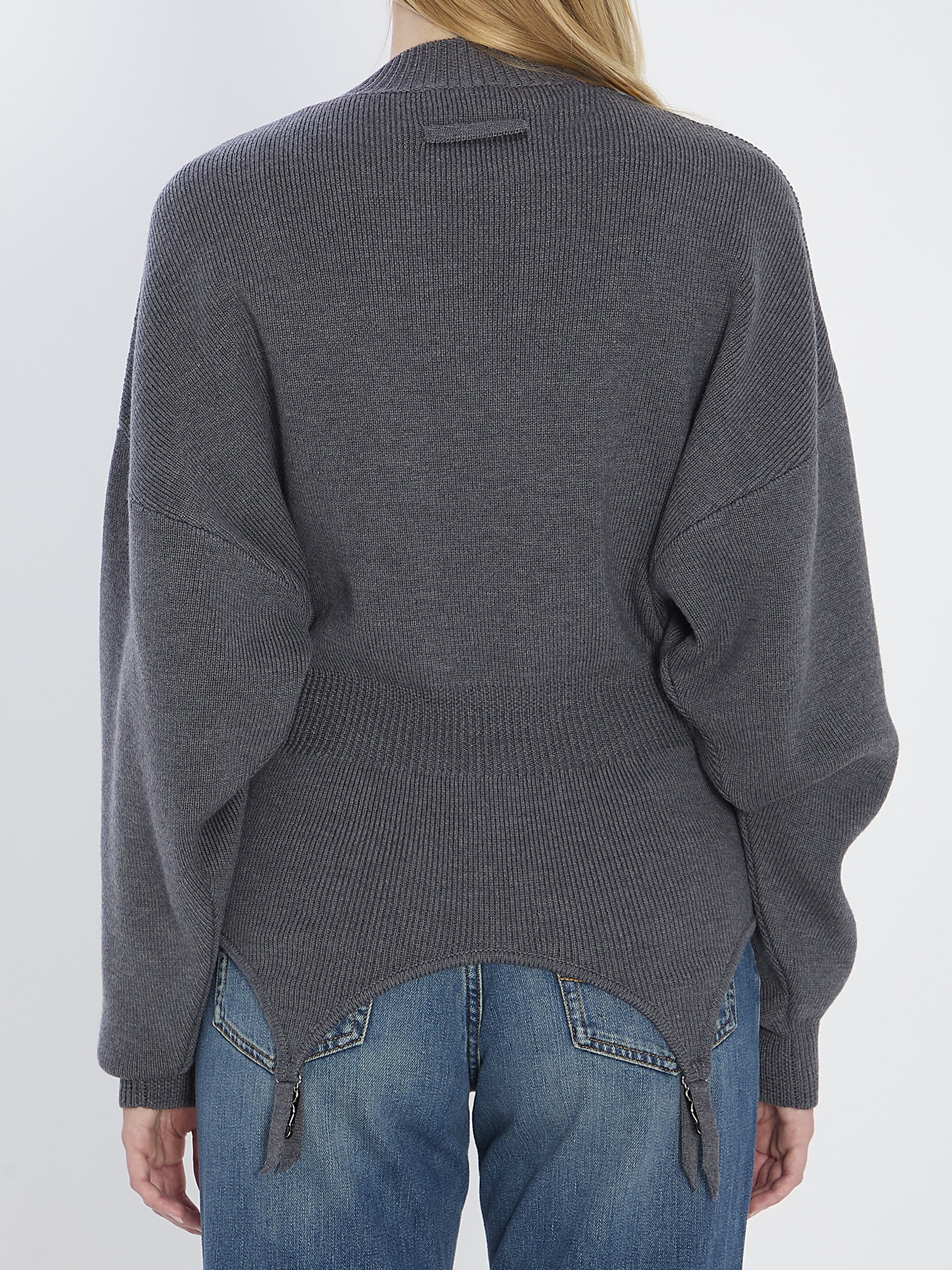 JEAN PAUL GAULTIER High Neck Gartered Pullover - Size M