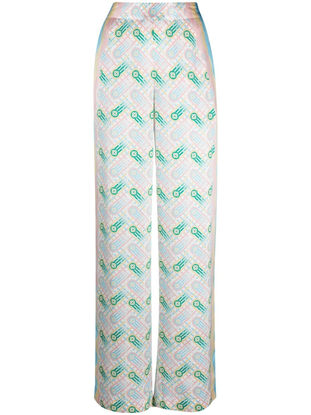 CASABLANCA Printed Silk Straight Leg Trousers