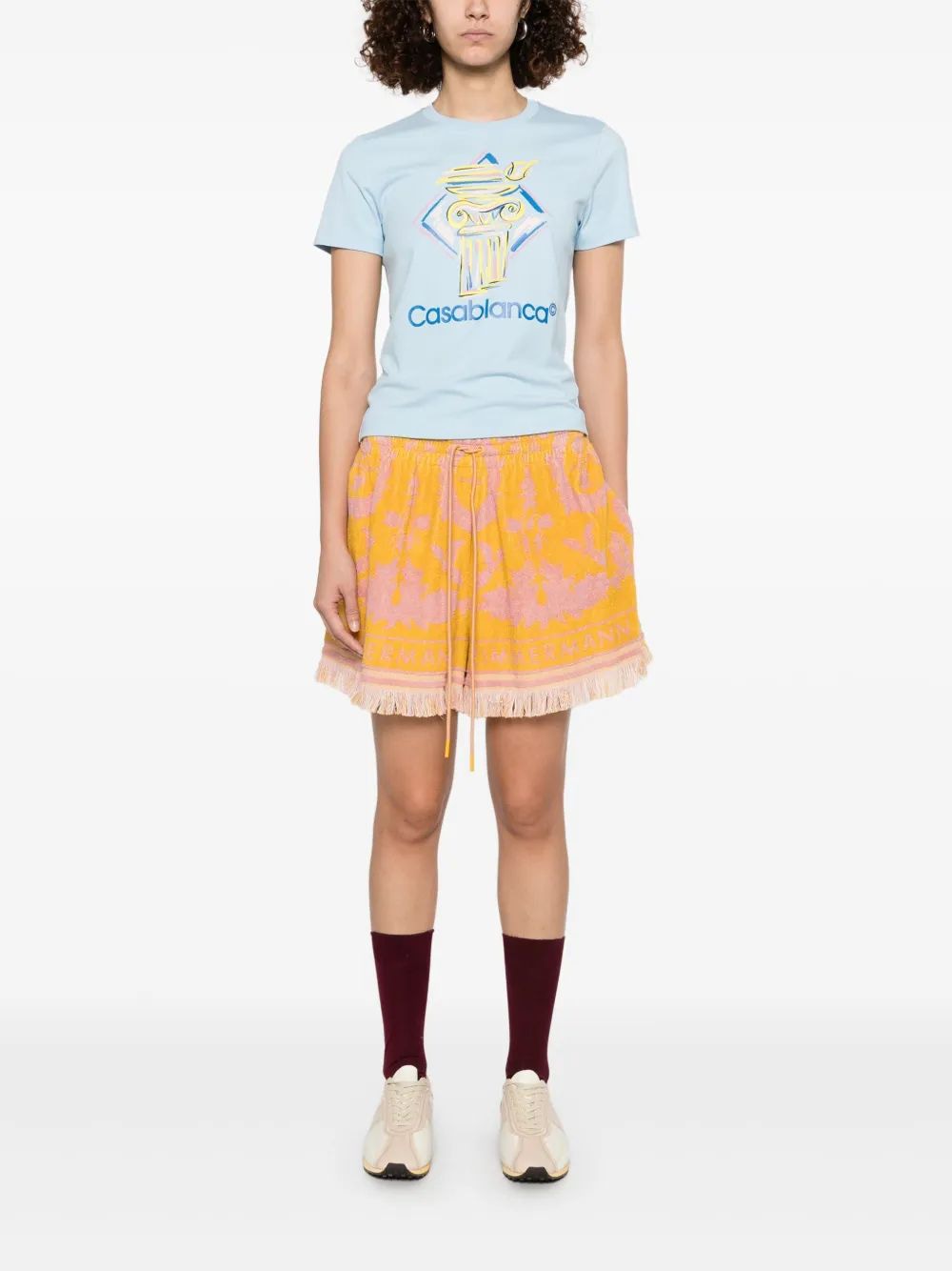 CASABLANCA Fitted T-Shirt with Diamond Column Print - Women's SS25