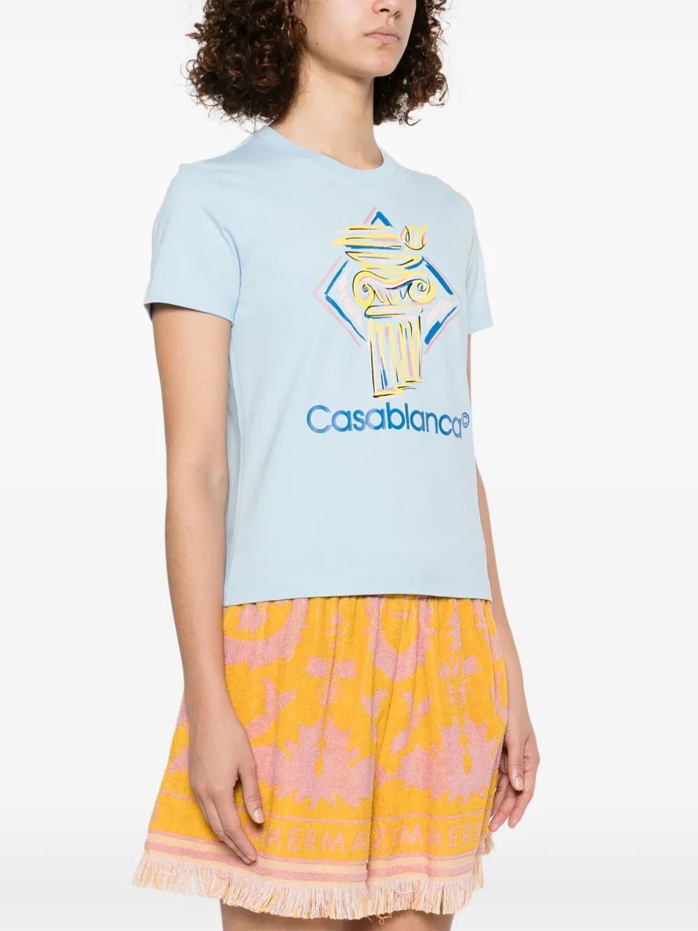 CASABLANCA Fitted T-Shirt with Diamond Column Print - Women's SS25