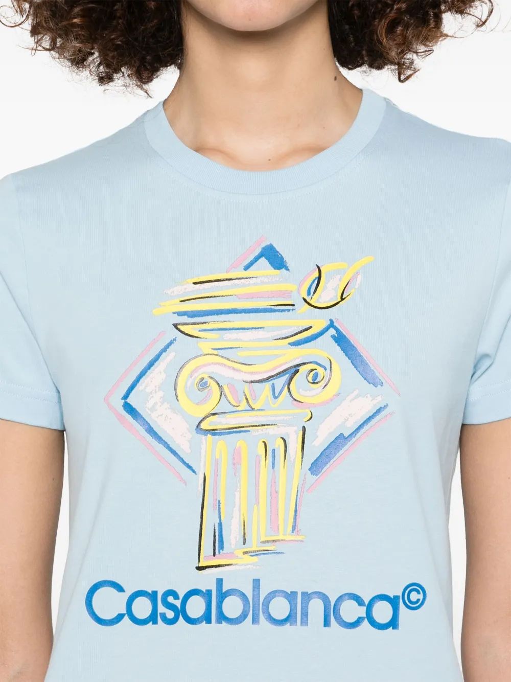 CASABLANCA Fitted T-Shirt with Diamond Column Print - Women's SS25