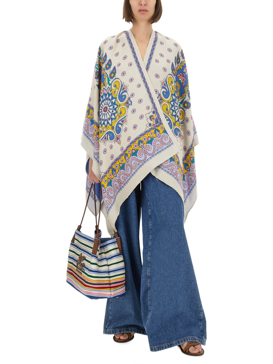 ETRO Women's Wool & Modal Daisies Cape - One Size