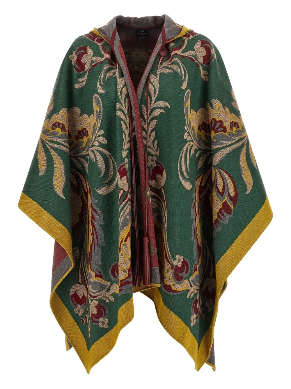 ETRO Paisley-Motif Long Hooded Wool Cape