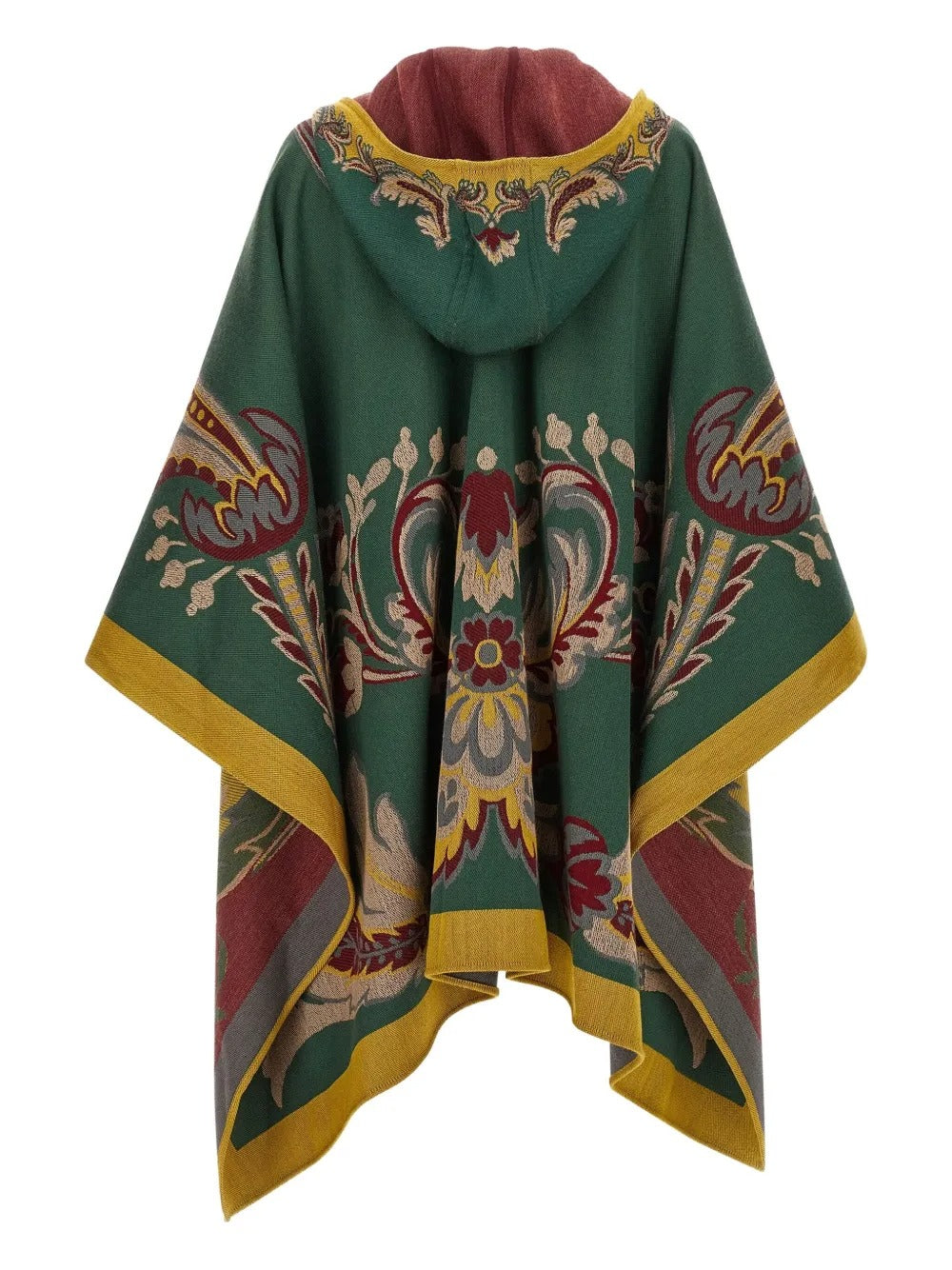 ETRO Paisley-Motif Long Hooded Wool Cape
