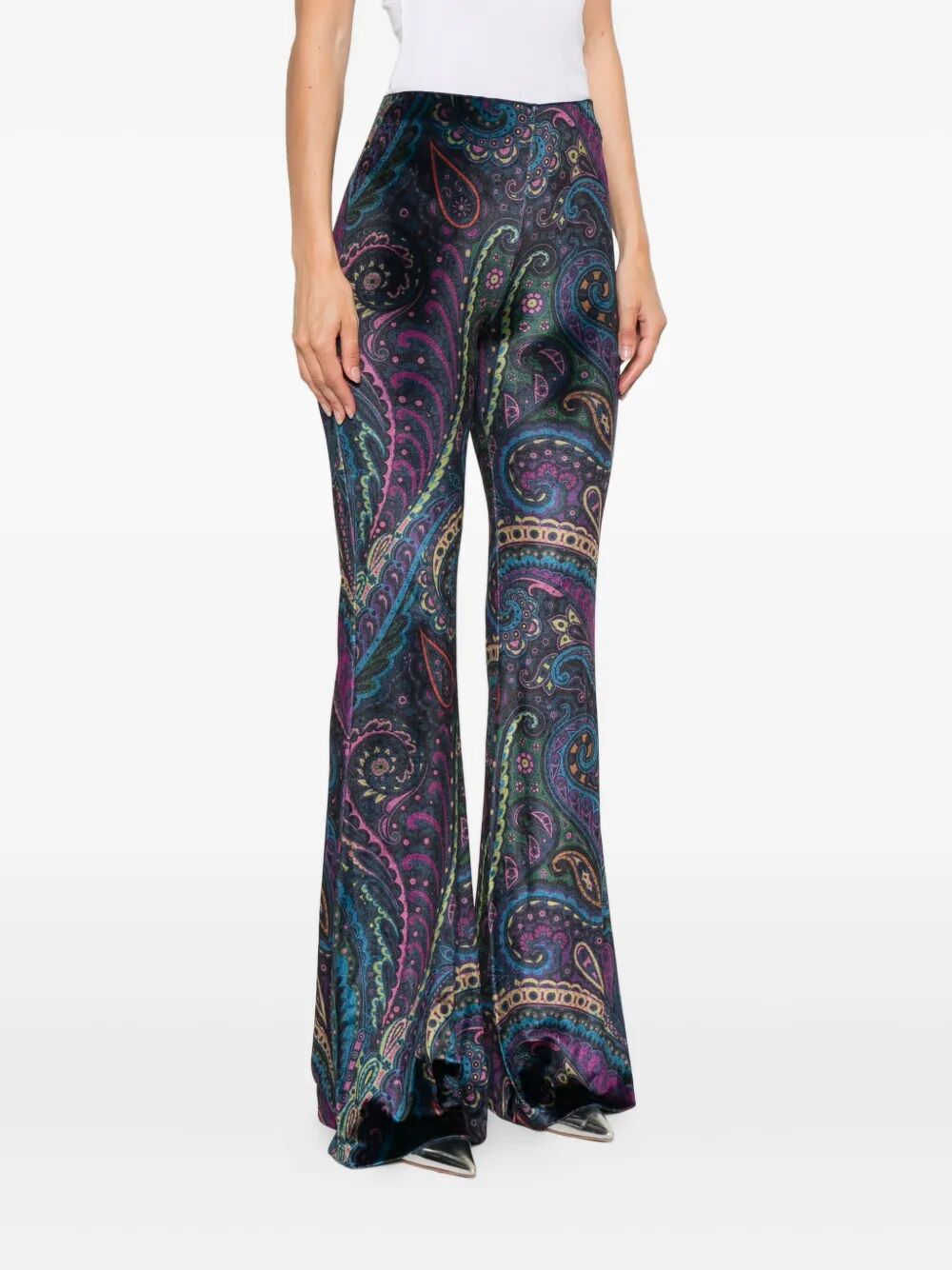 ETRO Flared Paisley Print Velvet Pants