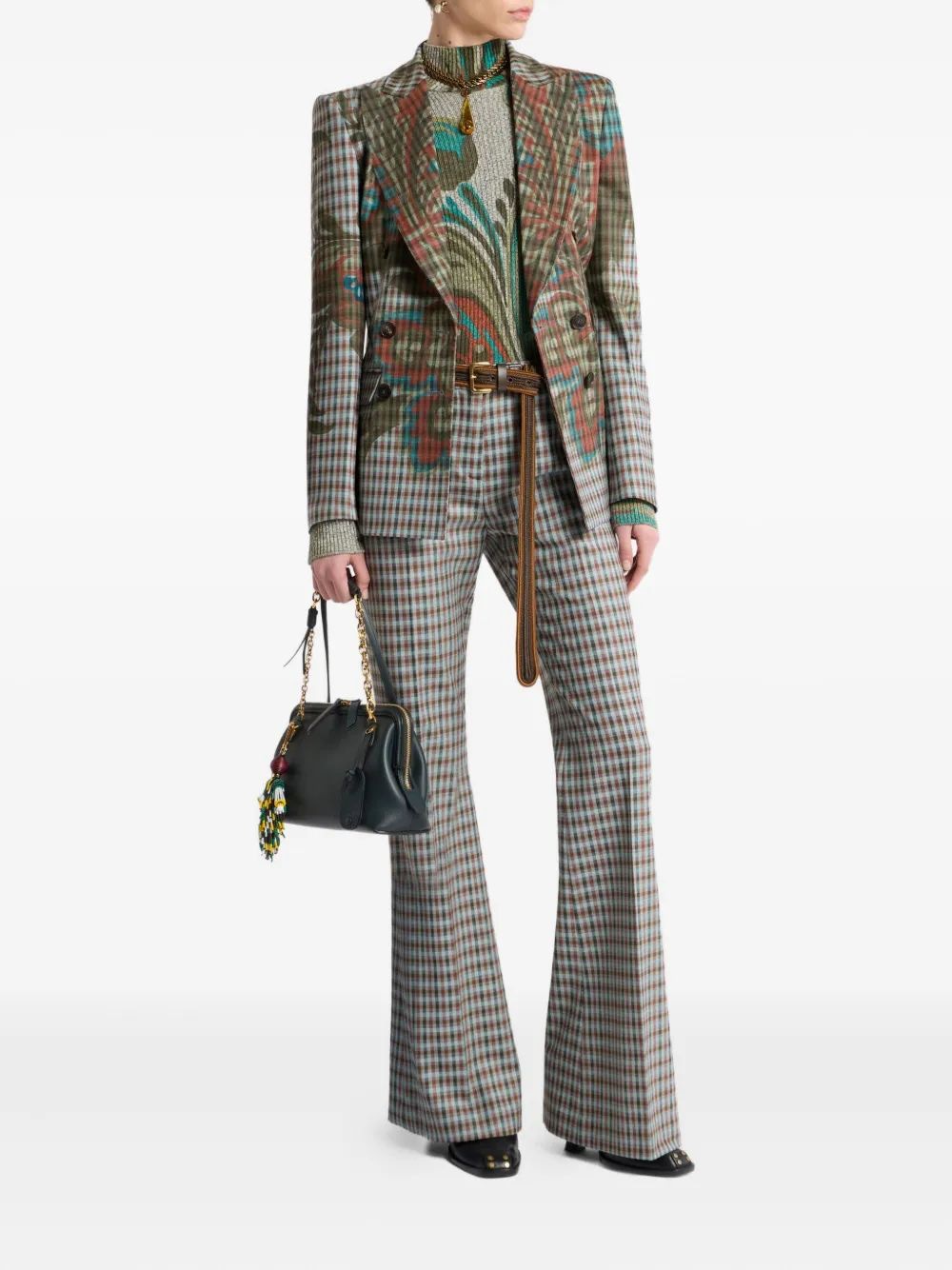 ETRO Gingham Flare Trousers - Women's
