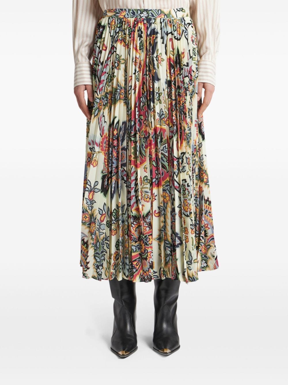 ETRO Printed Midi Skirt with Pleats - Women’s Fashion
