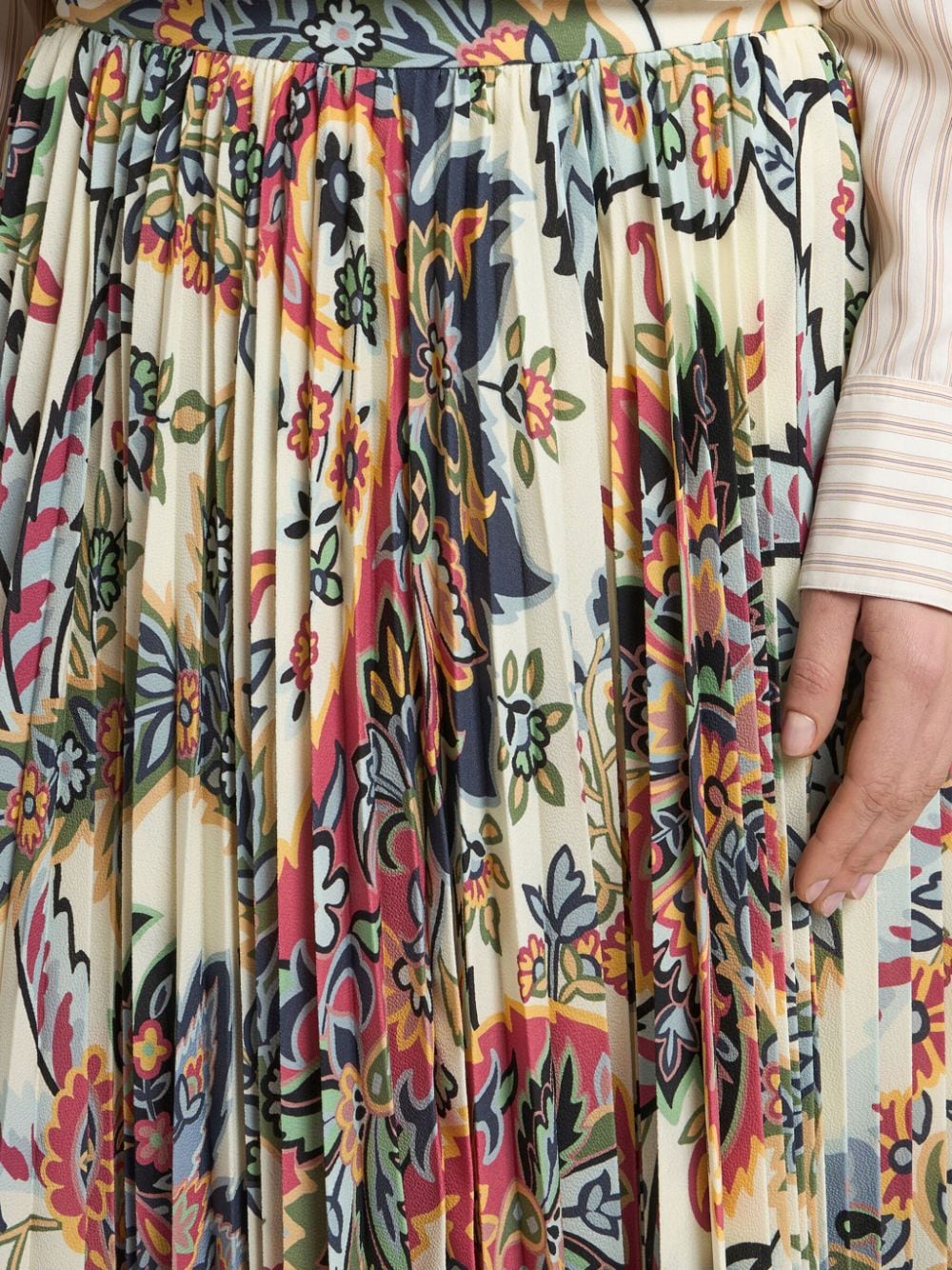 ETRO Printed Midi Skirt with Pleats - Women’s Fashion
