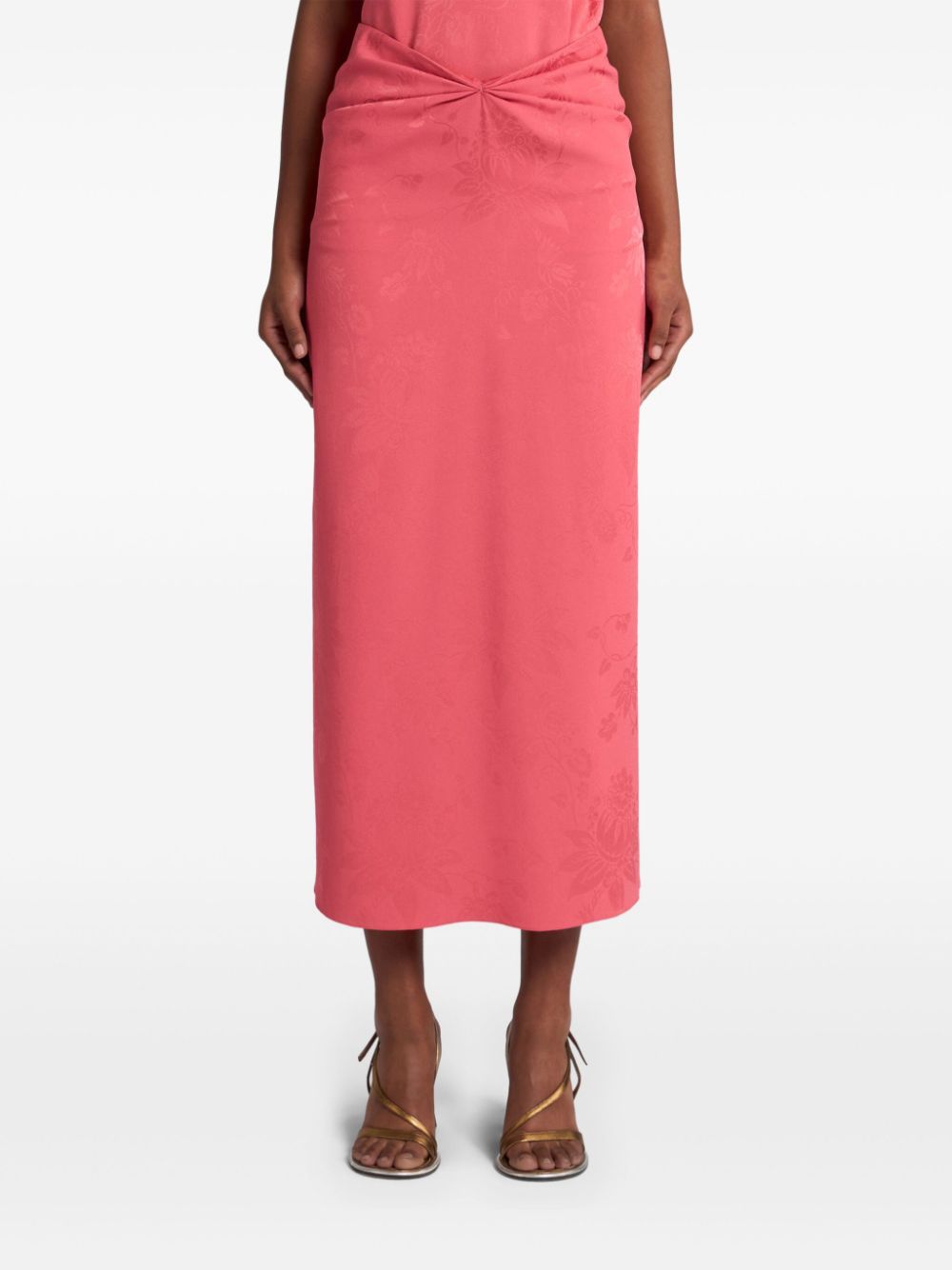 ETRO Long Coral Skirt with Leaf Print for Women