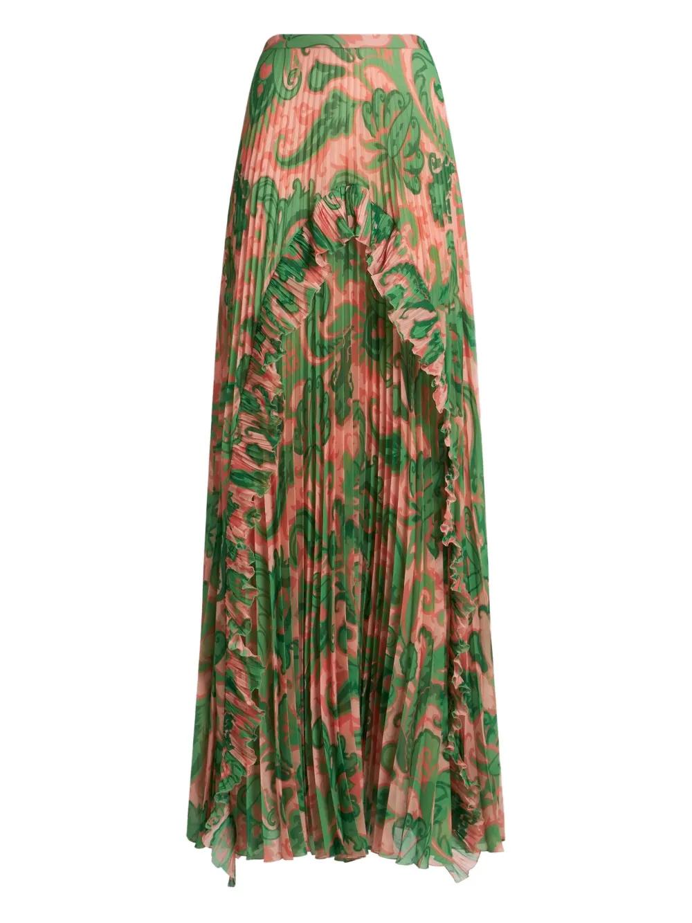 ETRO Pleated Maxi Skirt with Ruffles