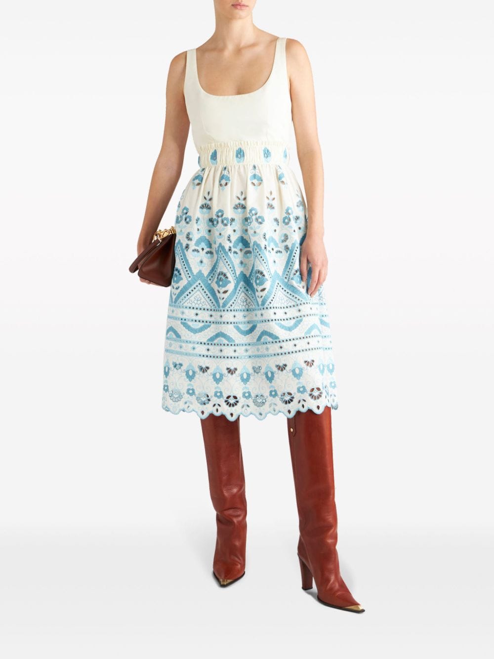 ETRO Cotton Blend Short Dress with Cut-Out Detailing