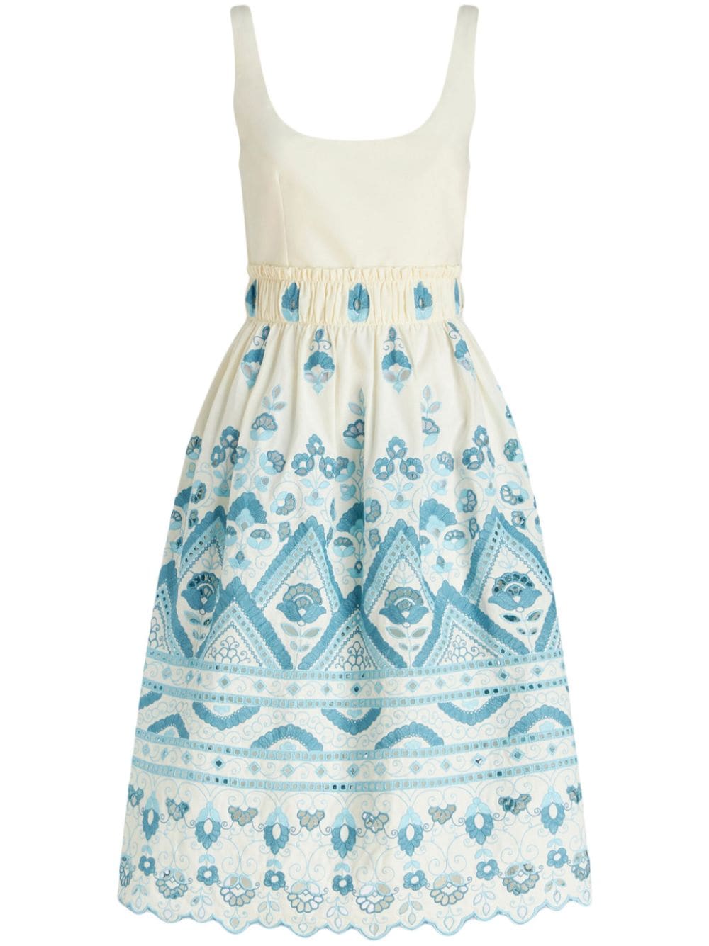 ETRO Cotton Blend Short Dress with Cut-Out Detailing