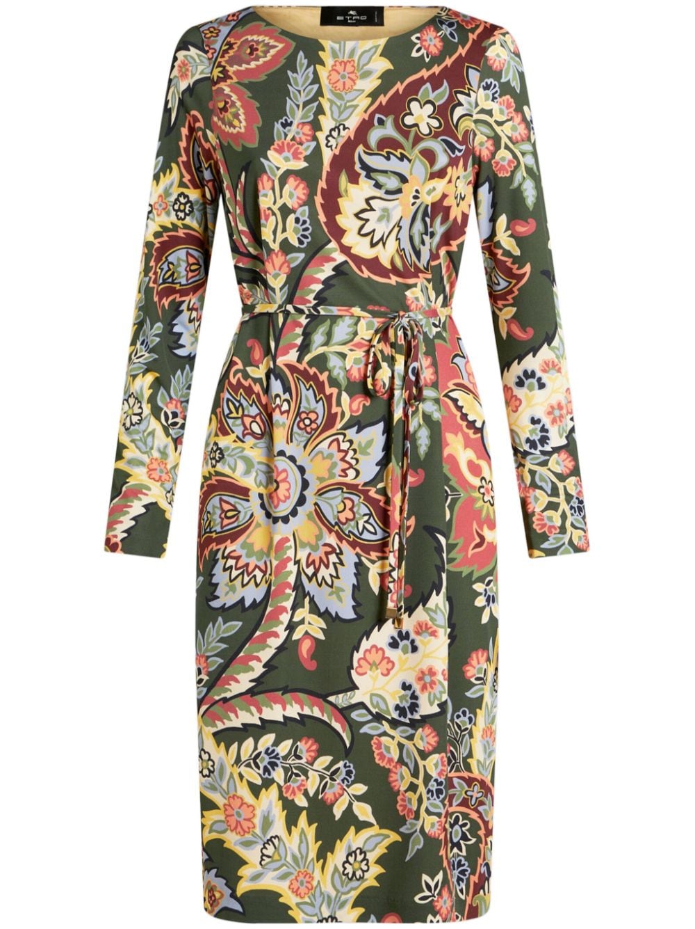 ETRO Printed Midi Dress with Belted Waist