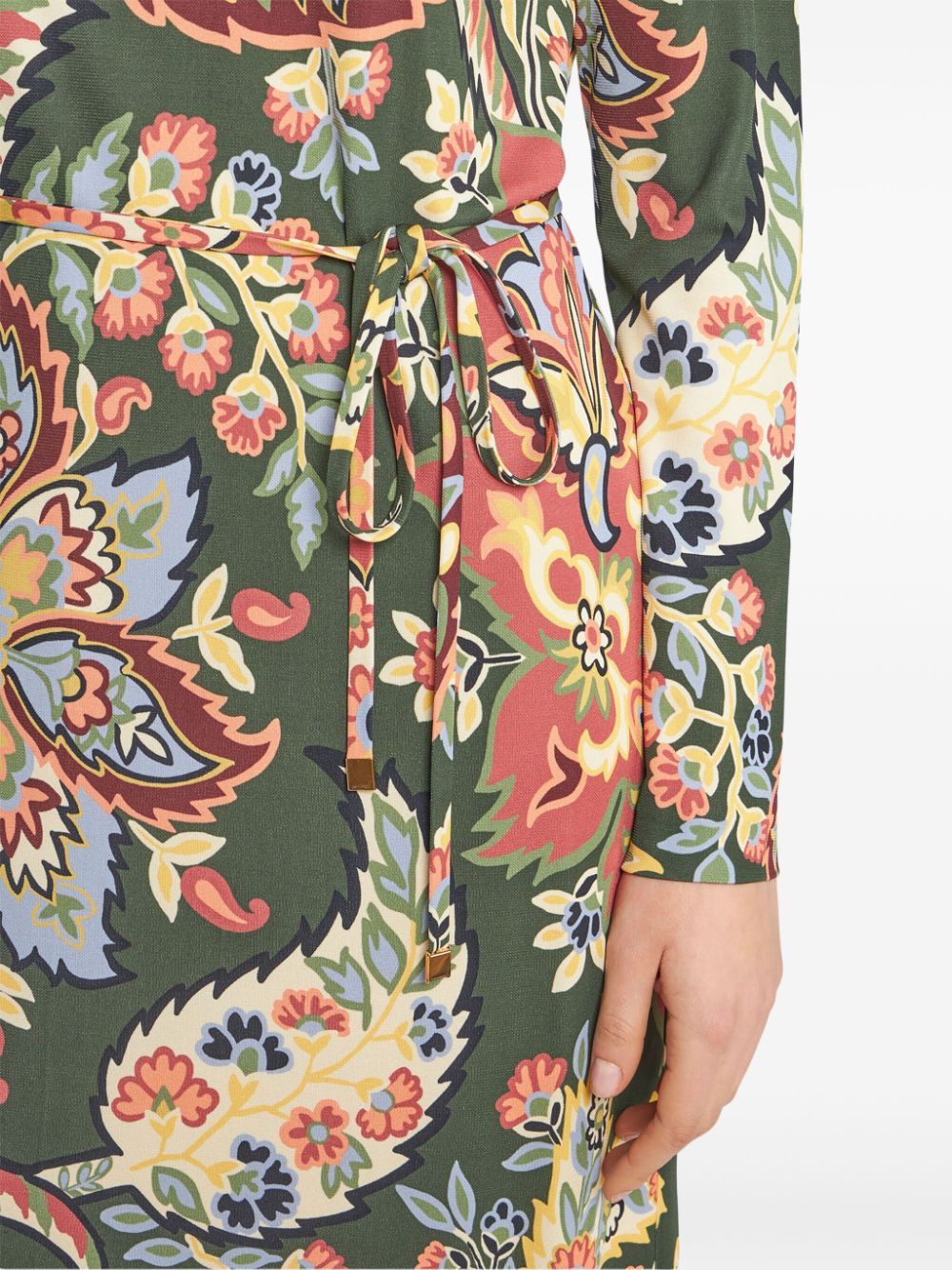 ETRO Printed Midi Dress with Belted Waist