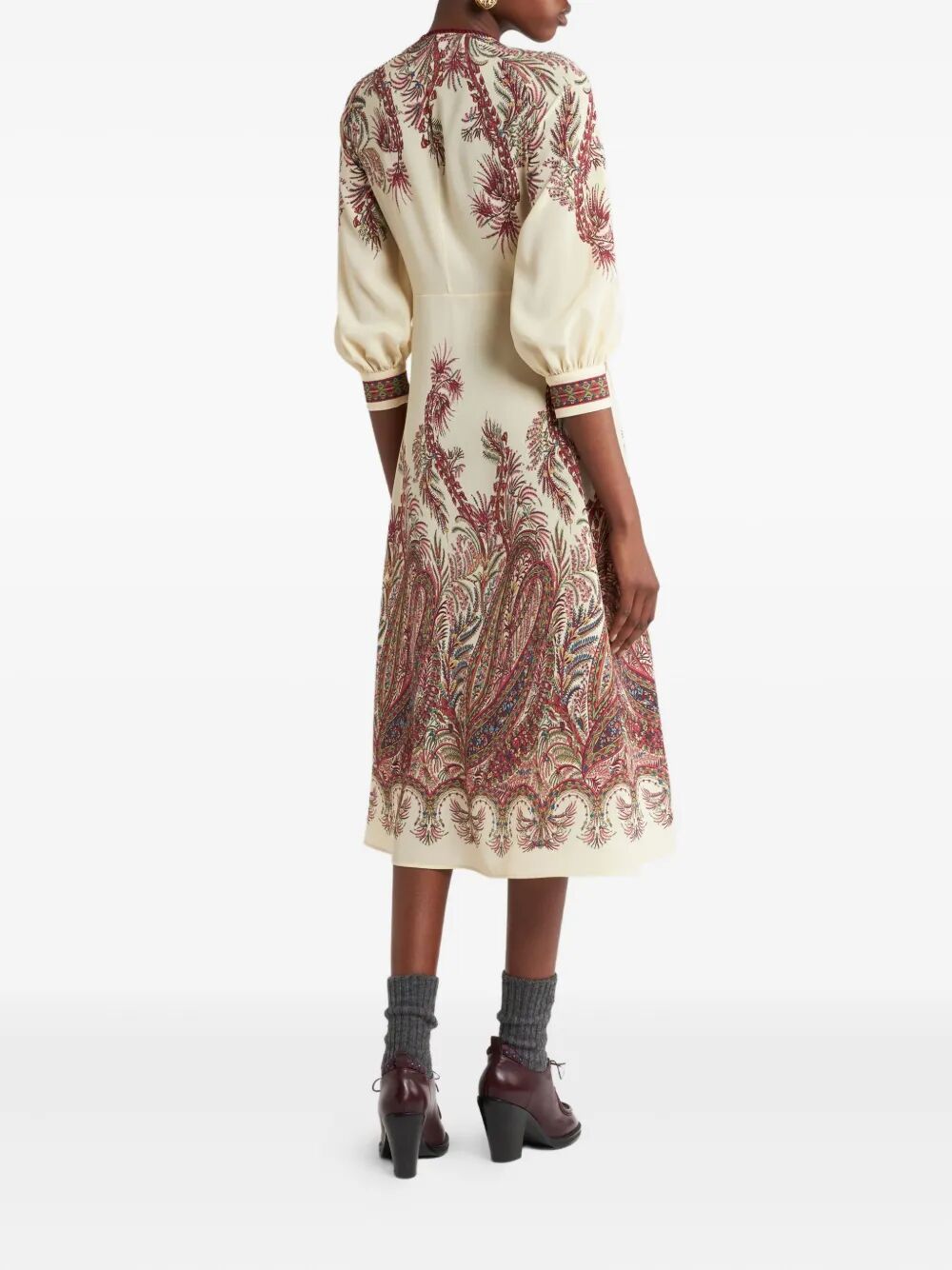 ETRO Paisley Print Midi Dress with Button Details