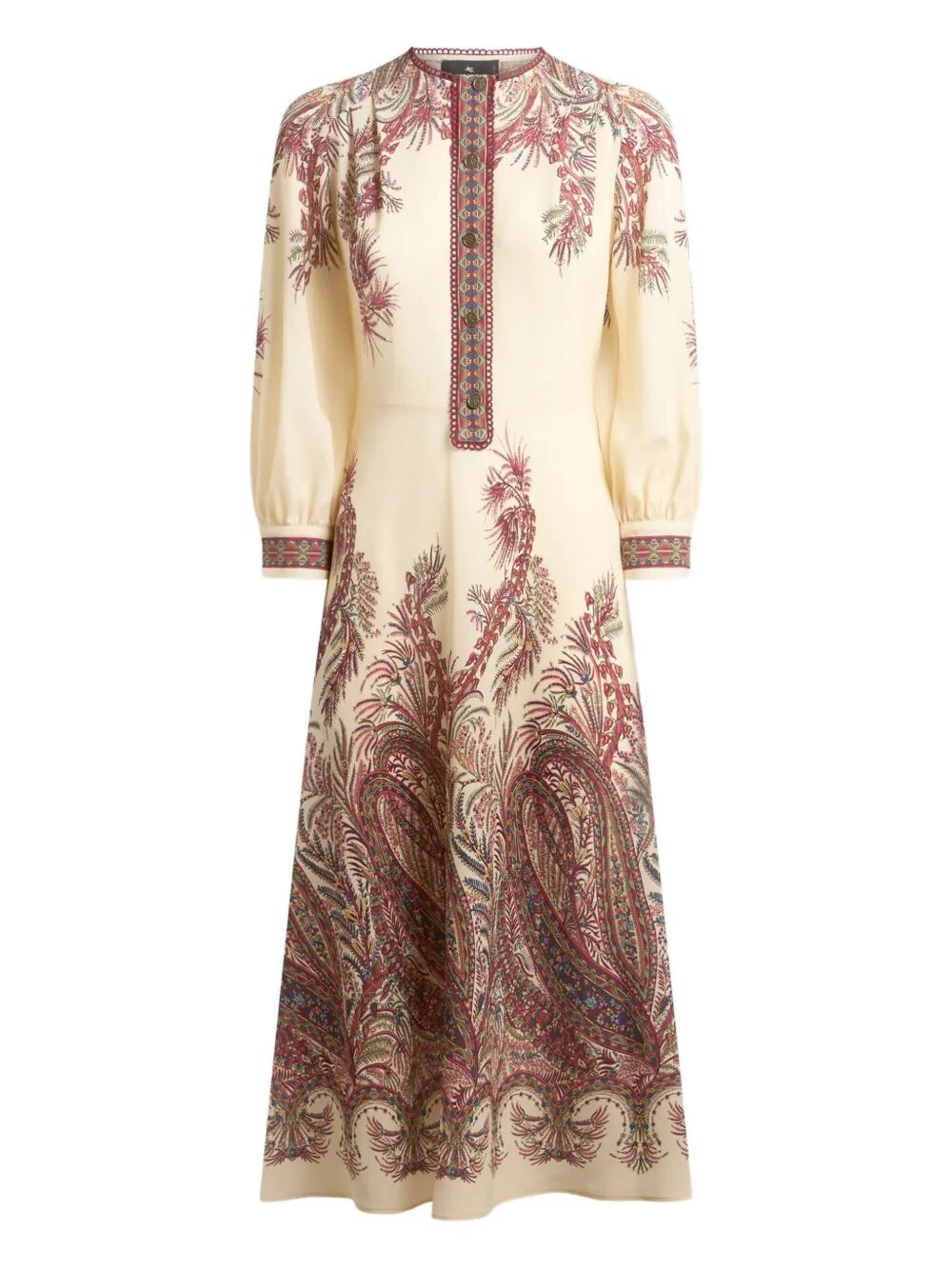 ETRO Paisley Print Midi Dress with Button Details