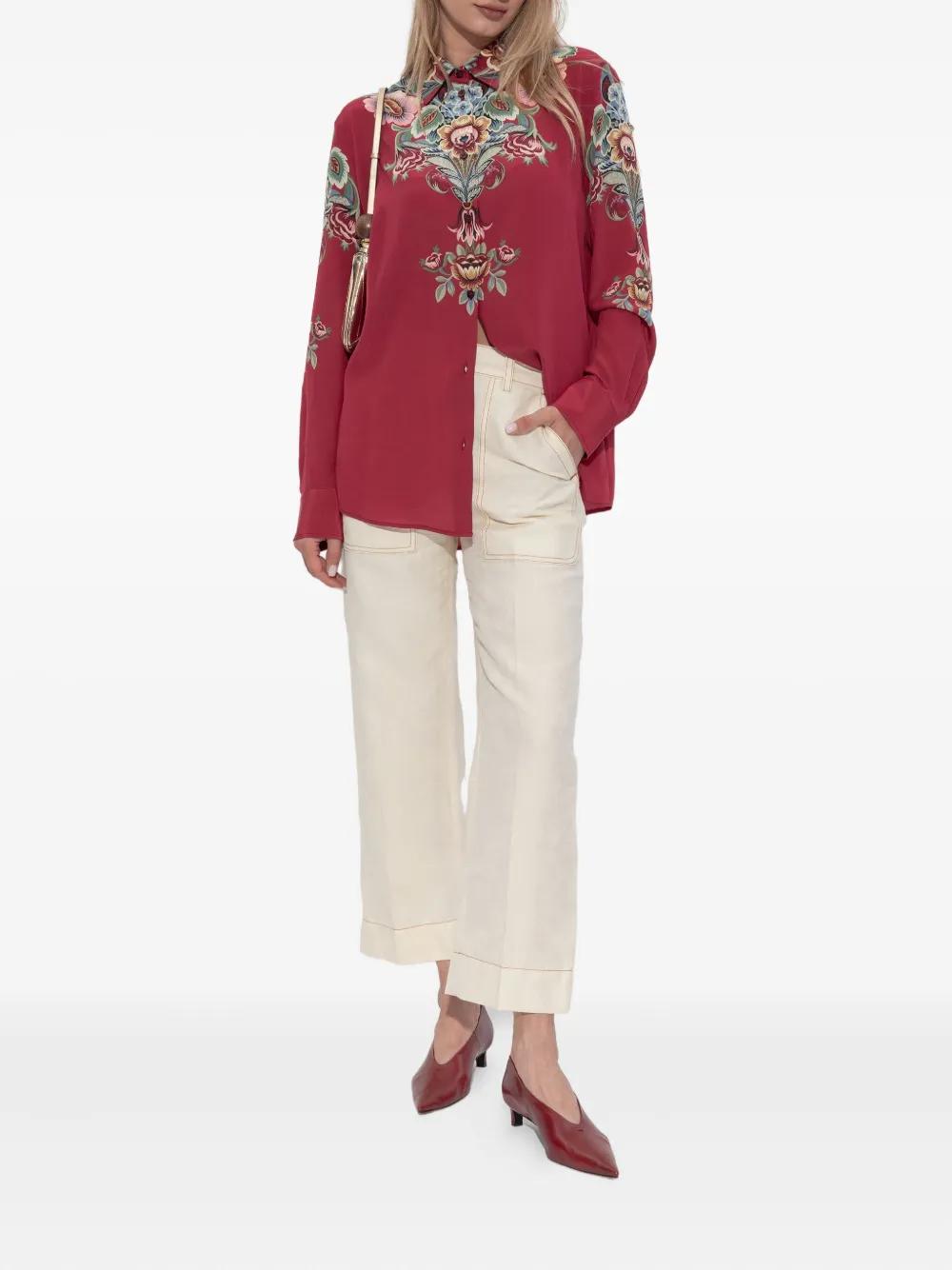 ETRO Floral Print Silk Shirt - Long Sleeves - Women's