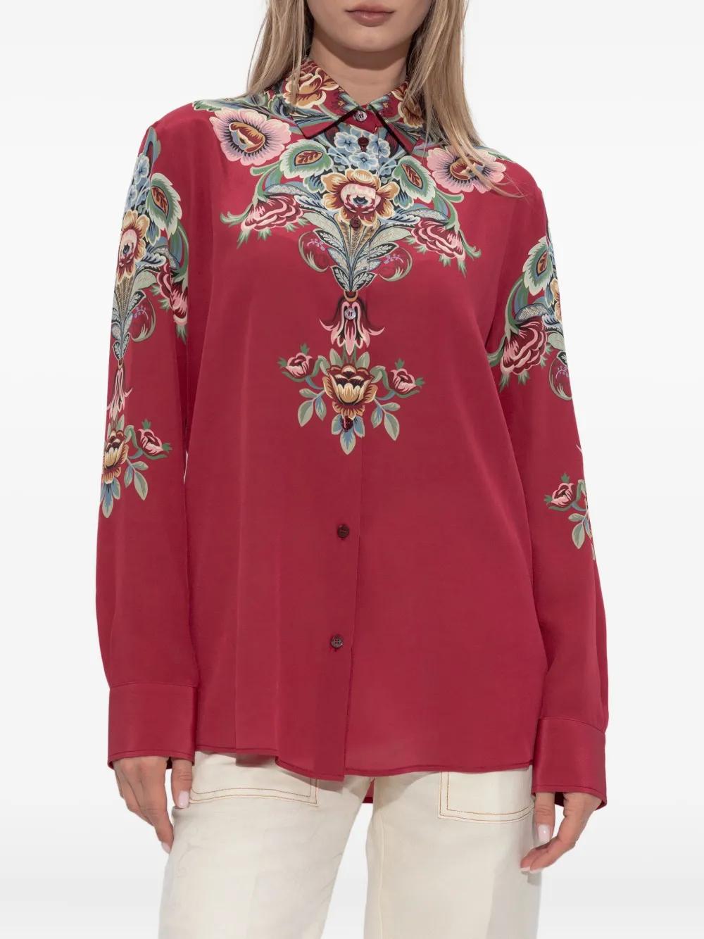 ETRO Floral Print Silk Shirt - Long Sleeves - Women's