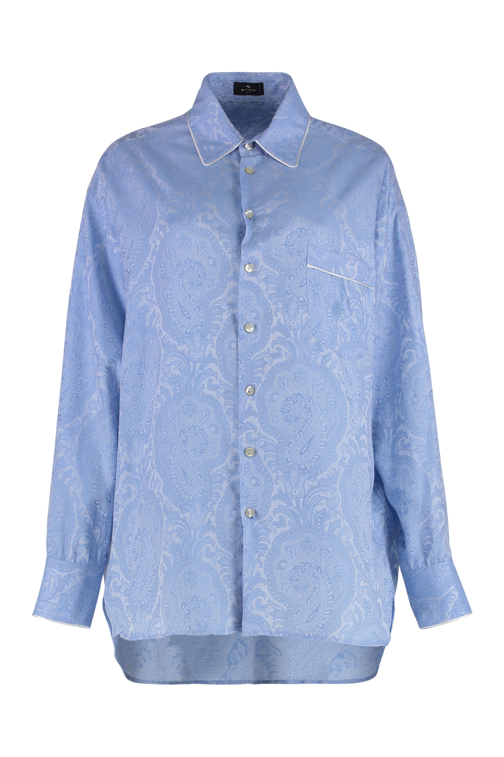 ETRO Cotton Overshirt with Front Pocket and Paisley Motif
